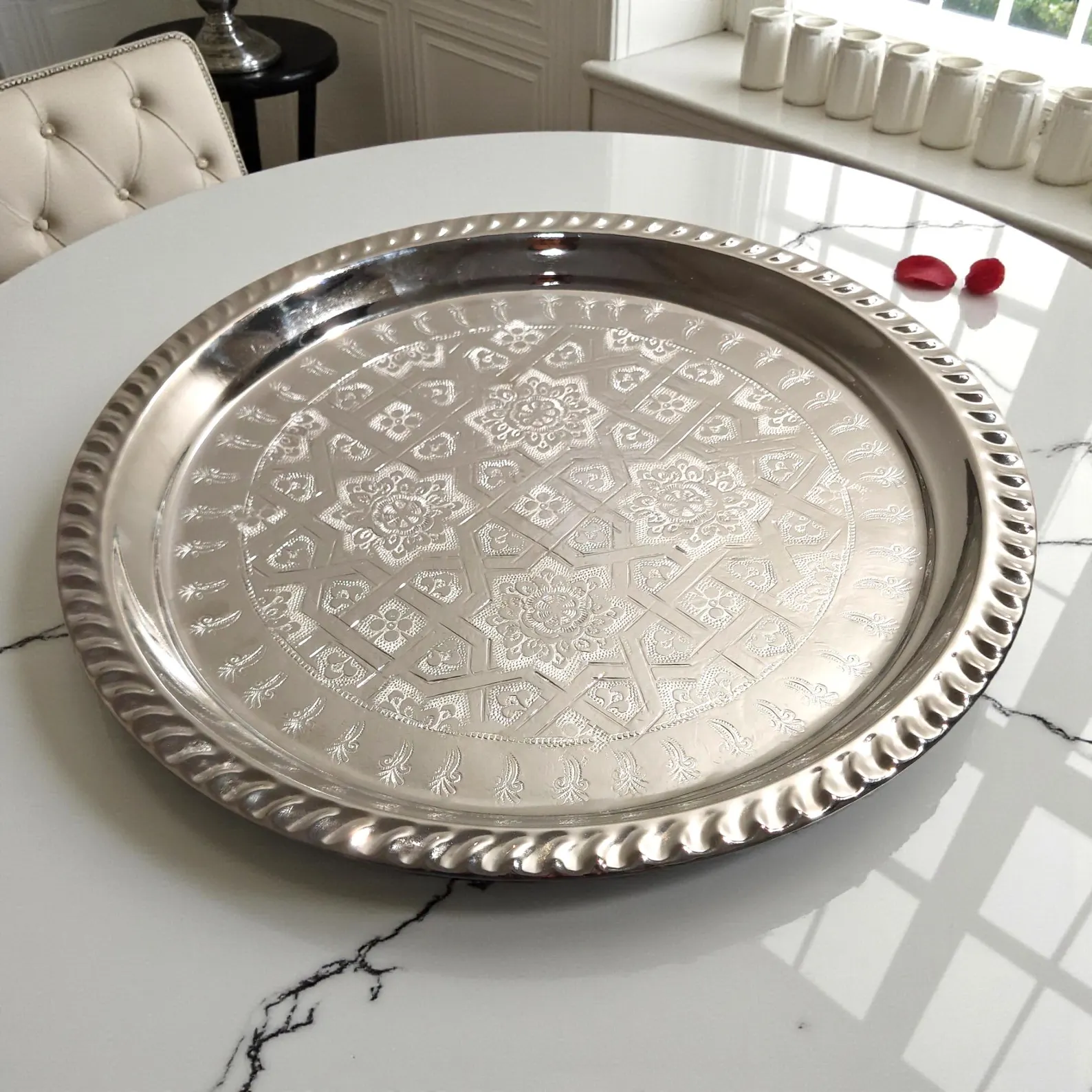 Fès Silver Filigree Tea Set with Gold-Trimmed Glasses — view 4