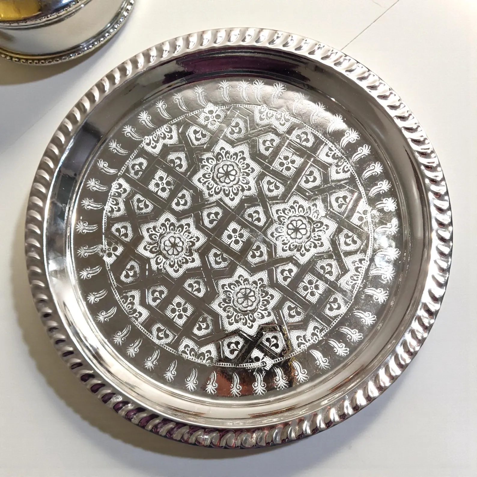 Fès Silver Filigree Tea Set with Gold-Trimmed Glasses — view 18