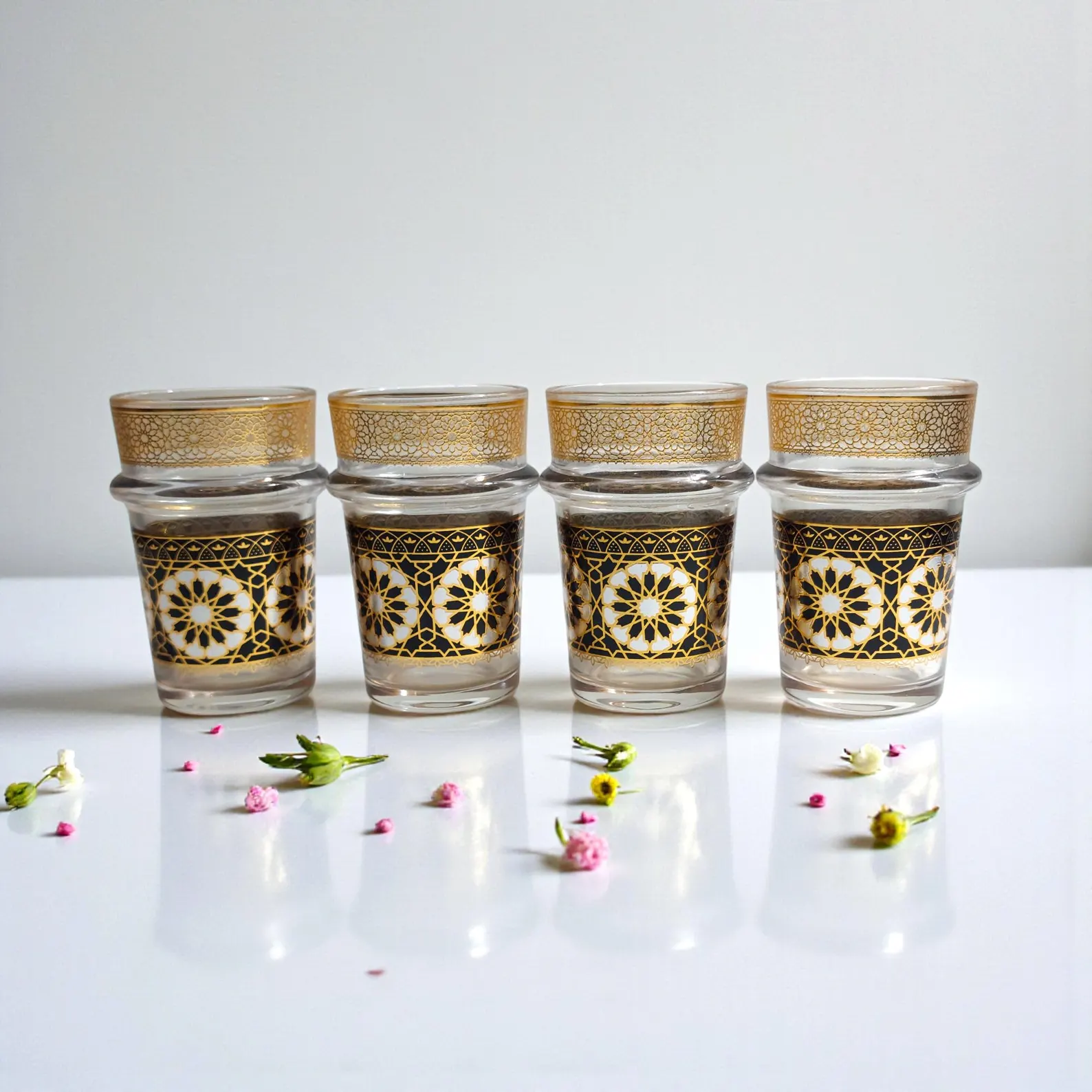 Fès Silver Filigree Tea Set with Gold-Trimmed Glasses — view 3