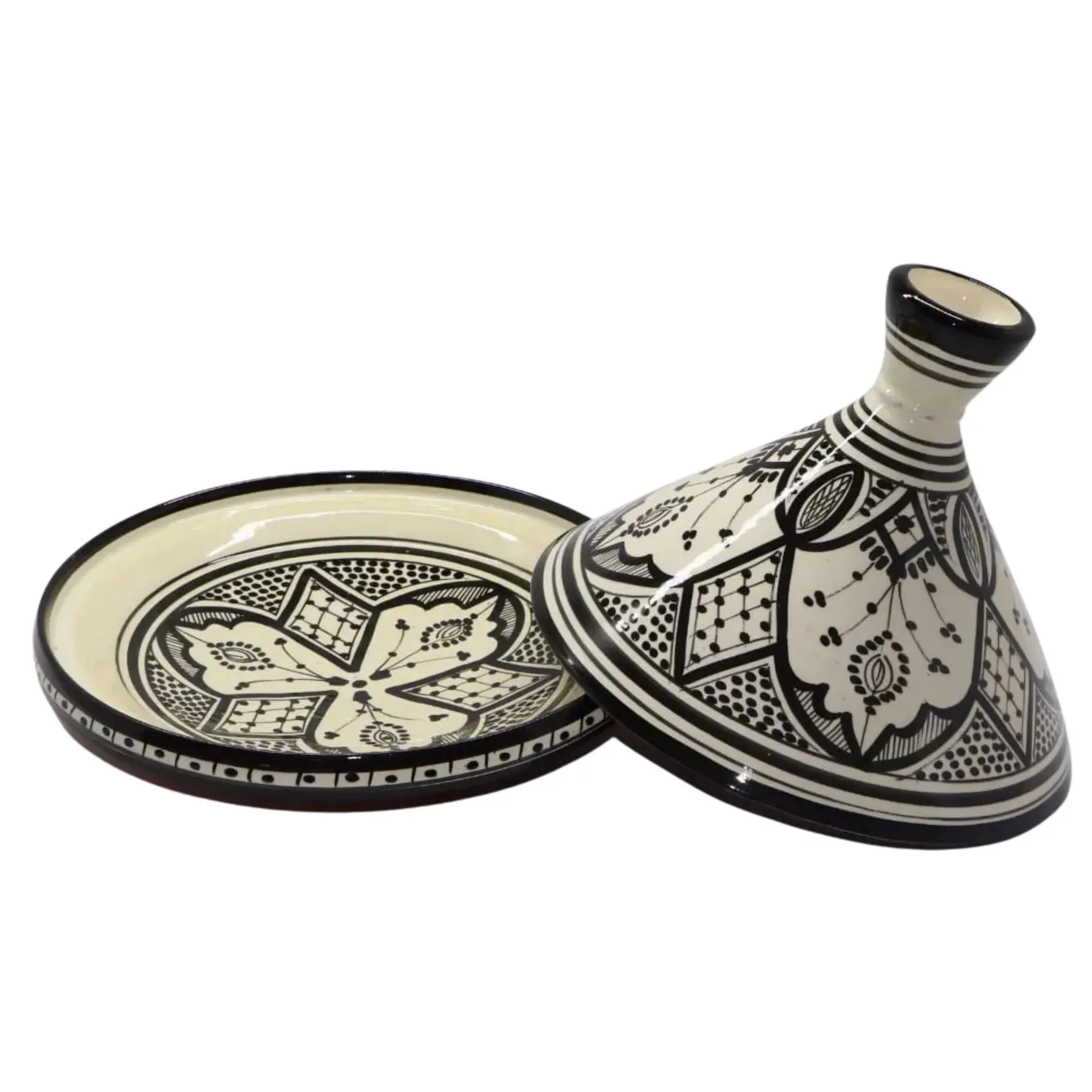 Hand-Painted Terracotta Tagine from Safi
