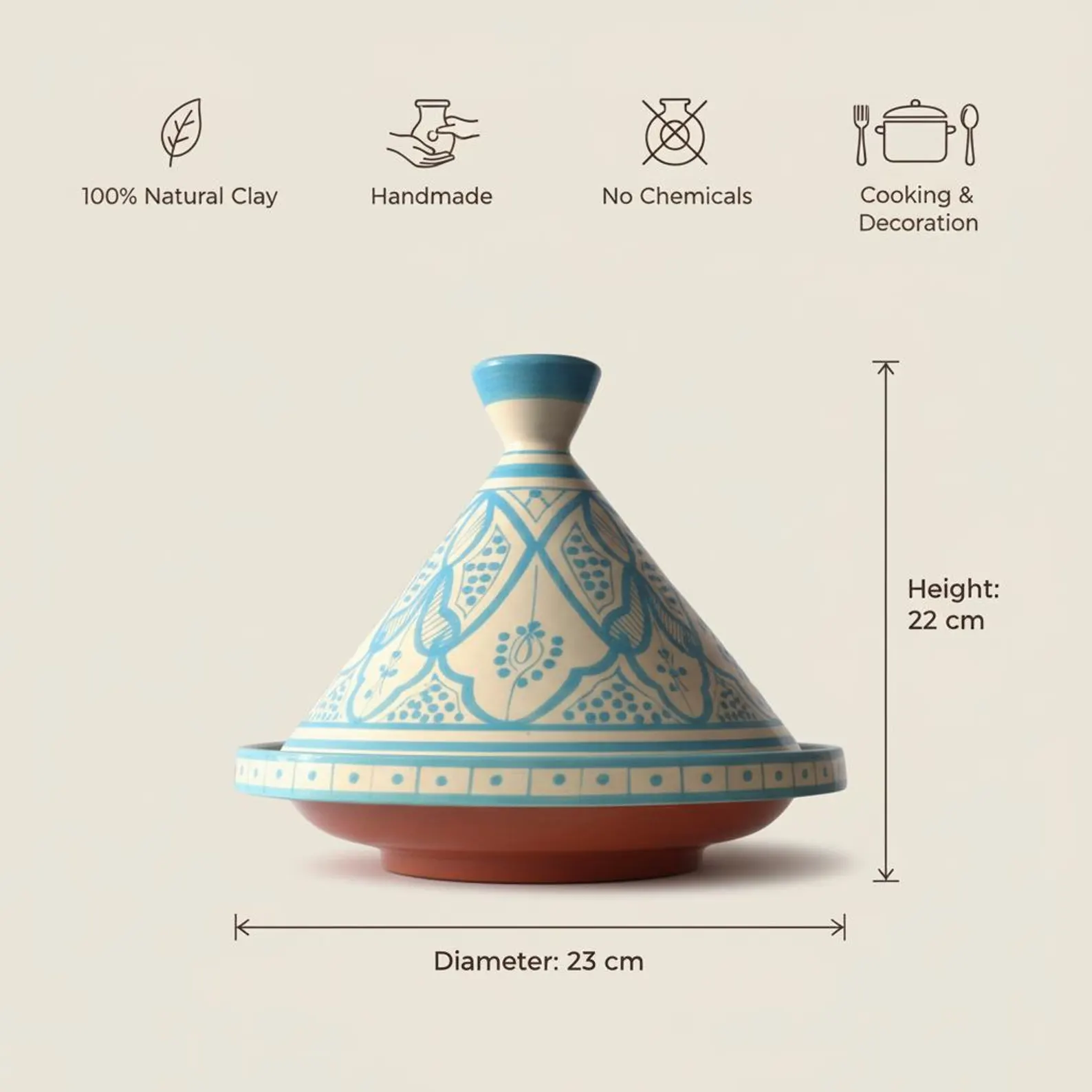Hand-Painted Terracotta Tagine from Safi — view 5