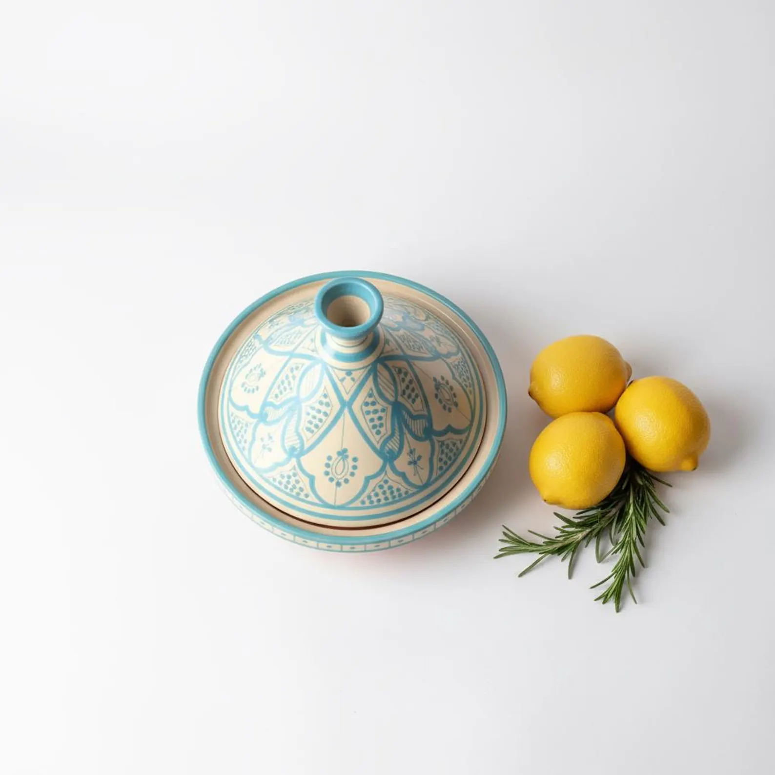 Hand-Painted Terracotta Tagine from Safi