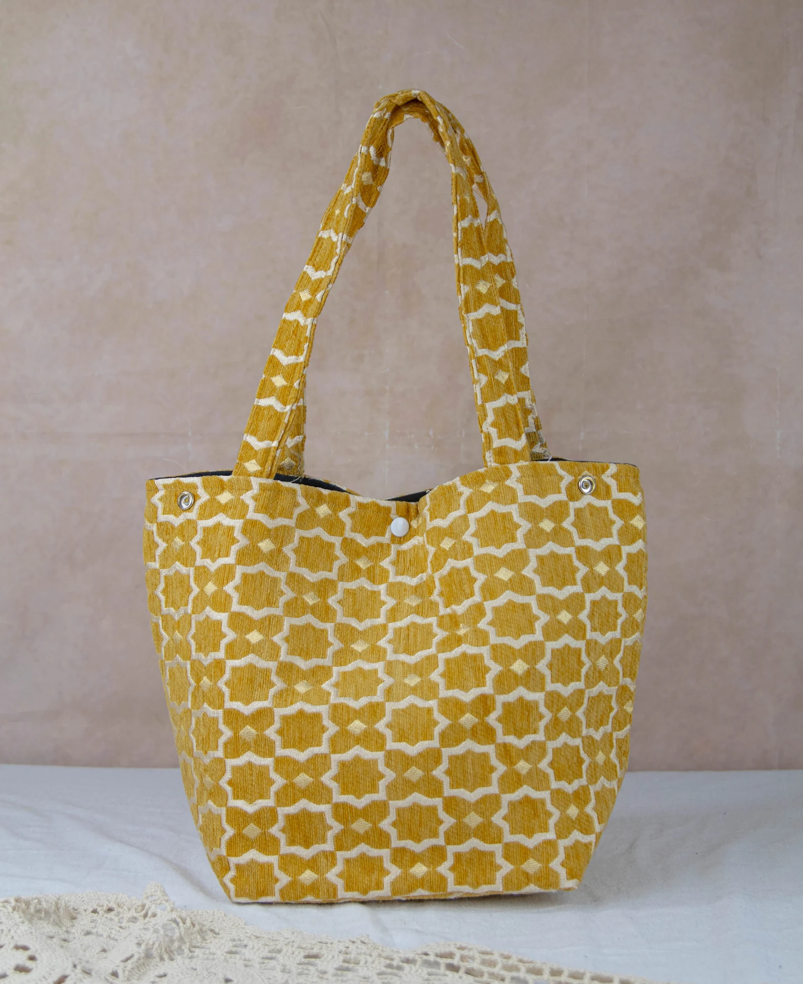 Agadir Brocade Velvet Tote with Golden Embroidery — view 3