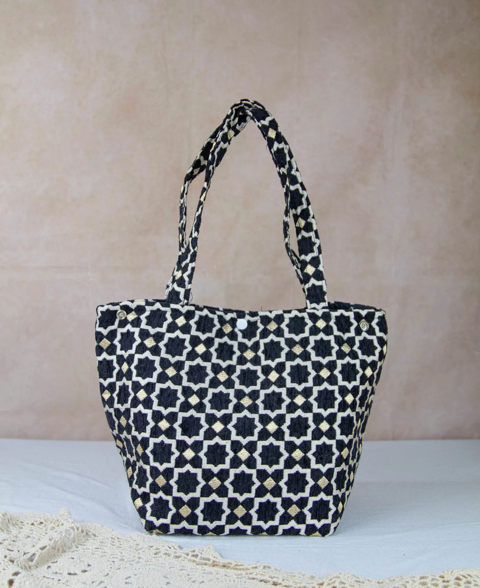 Agadir Brocade Velvet Tote with Golden Embroidery — view 4