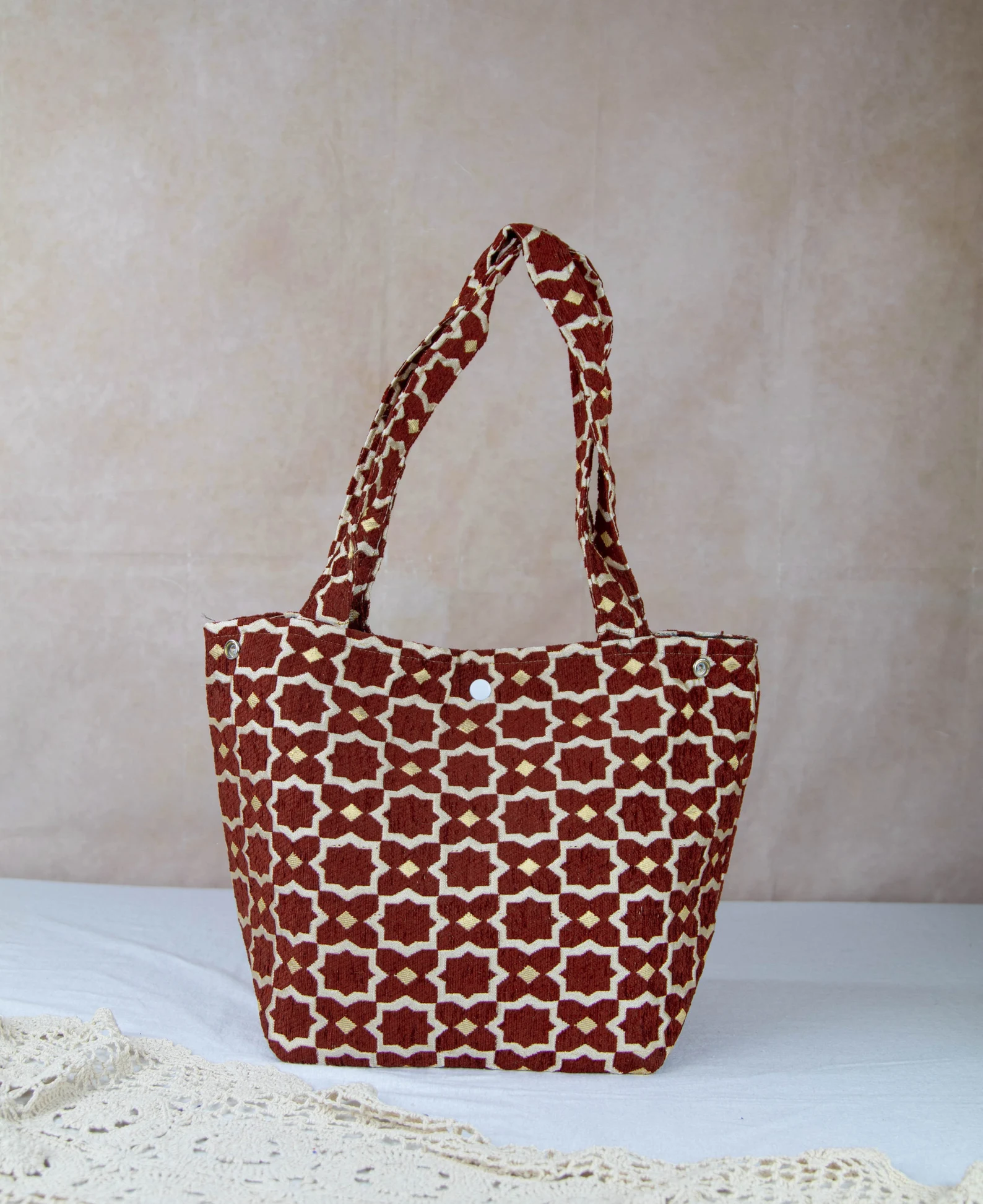 Agadir Brocade Velvet Tote with Golden Embroidery — view 5