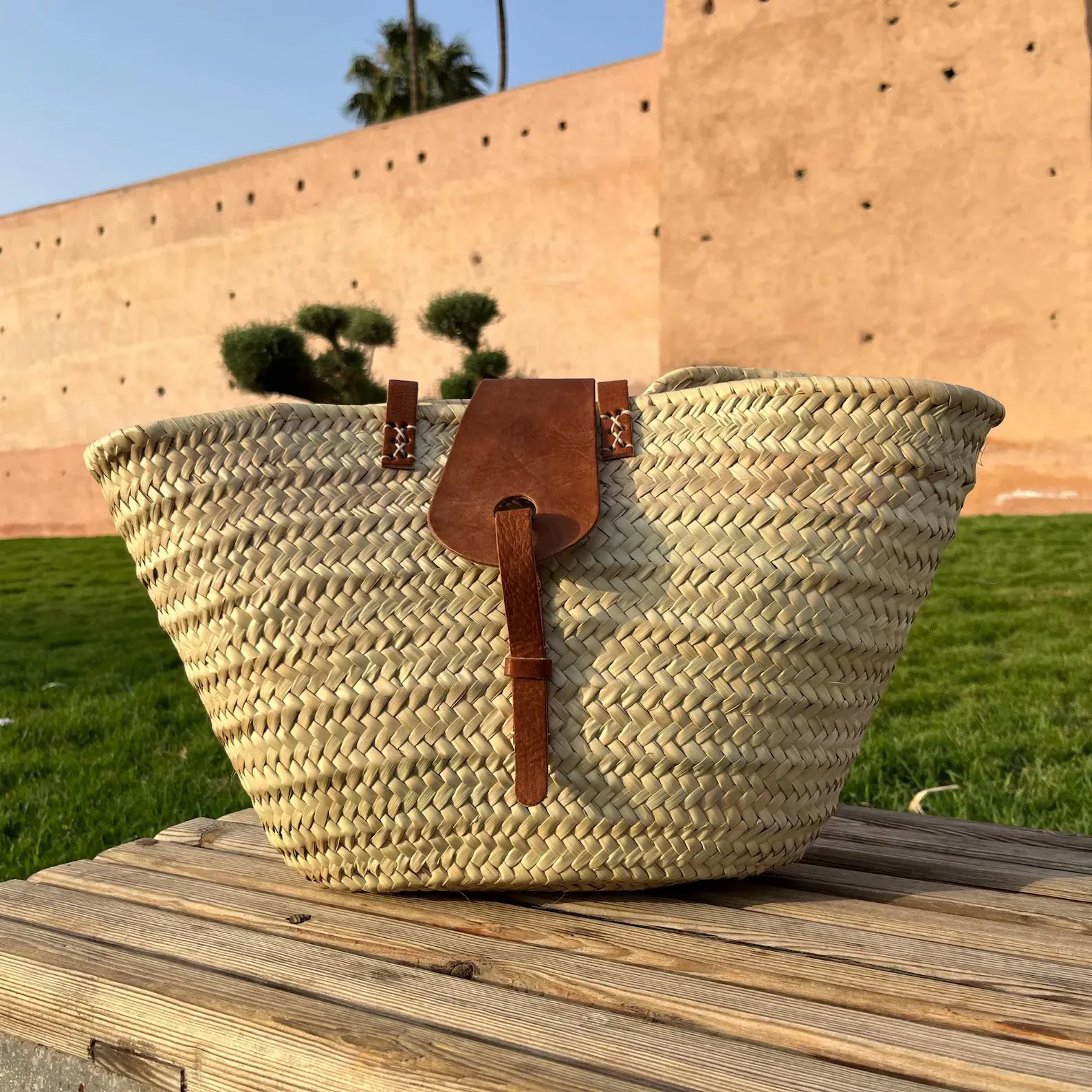 Handwoven Raffia Market Basket from Essaouira — view 2