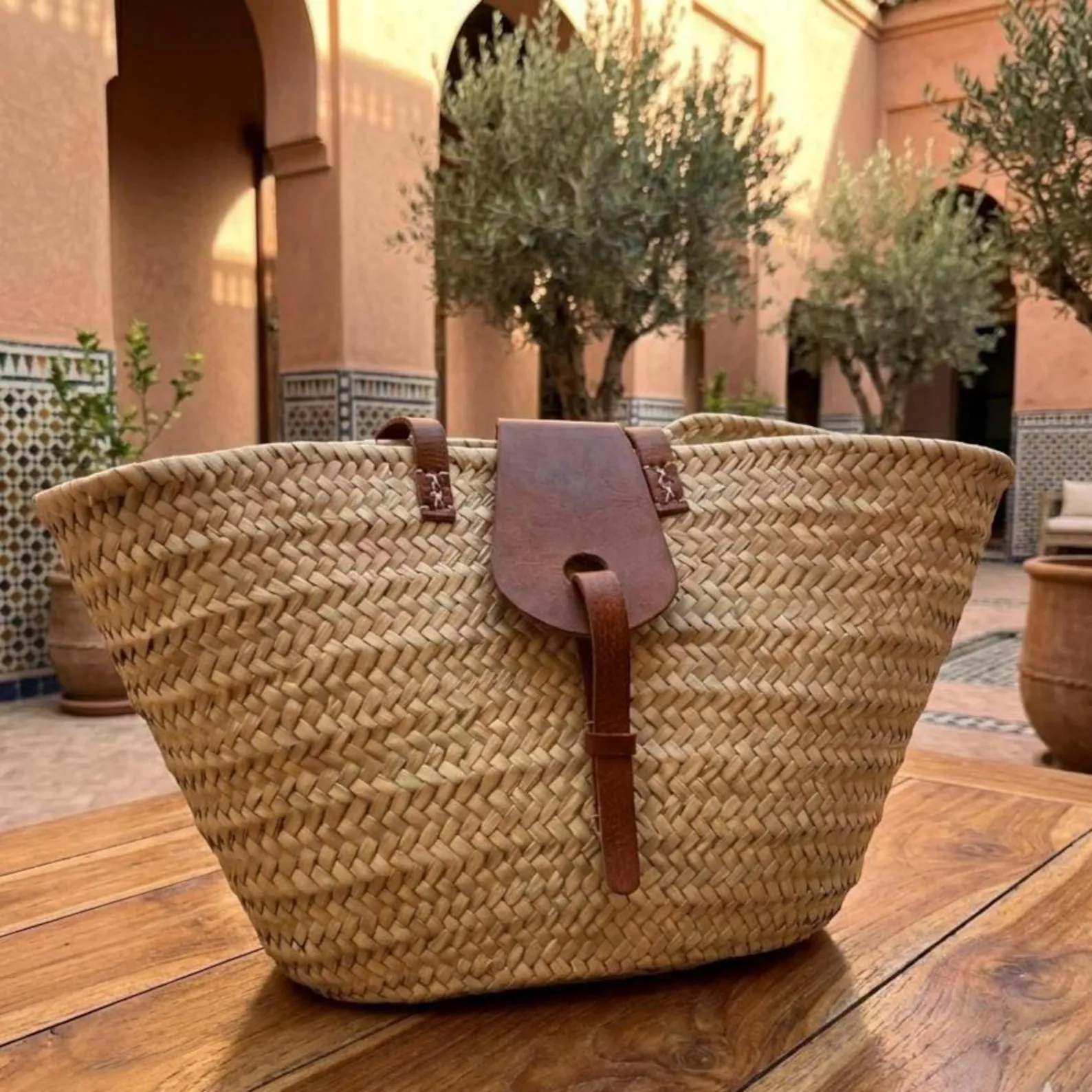 Handwoven Raffia Market Basket from Essaouira — view 11