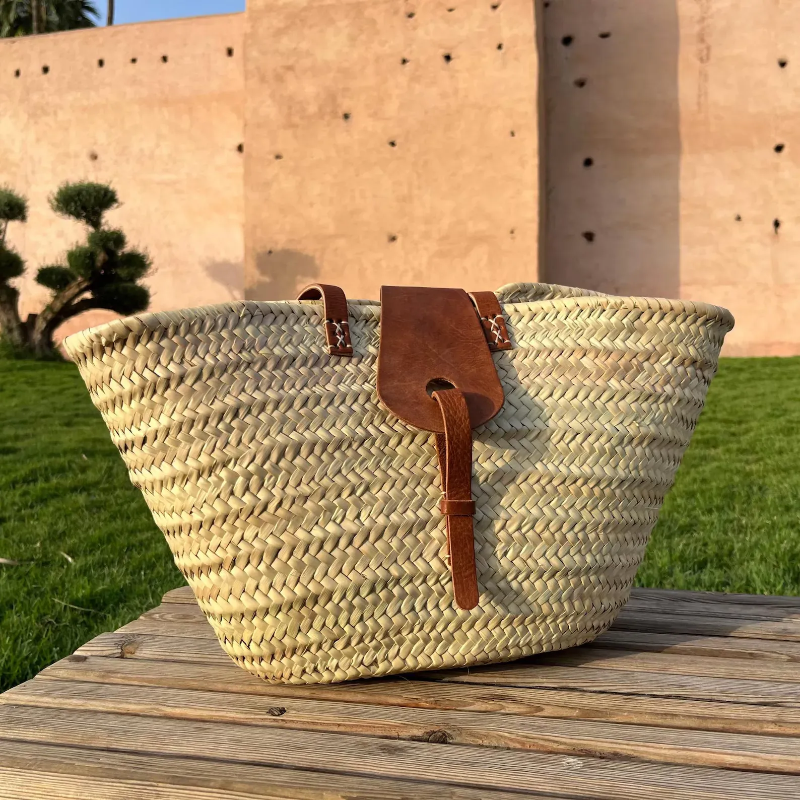 Handwoven Raffia Market Basket from Essaouira — view 4