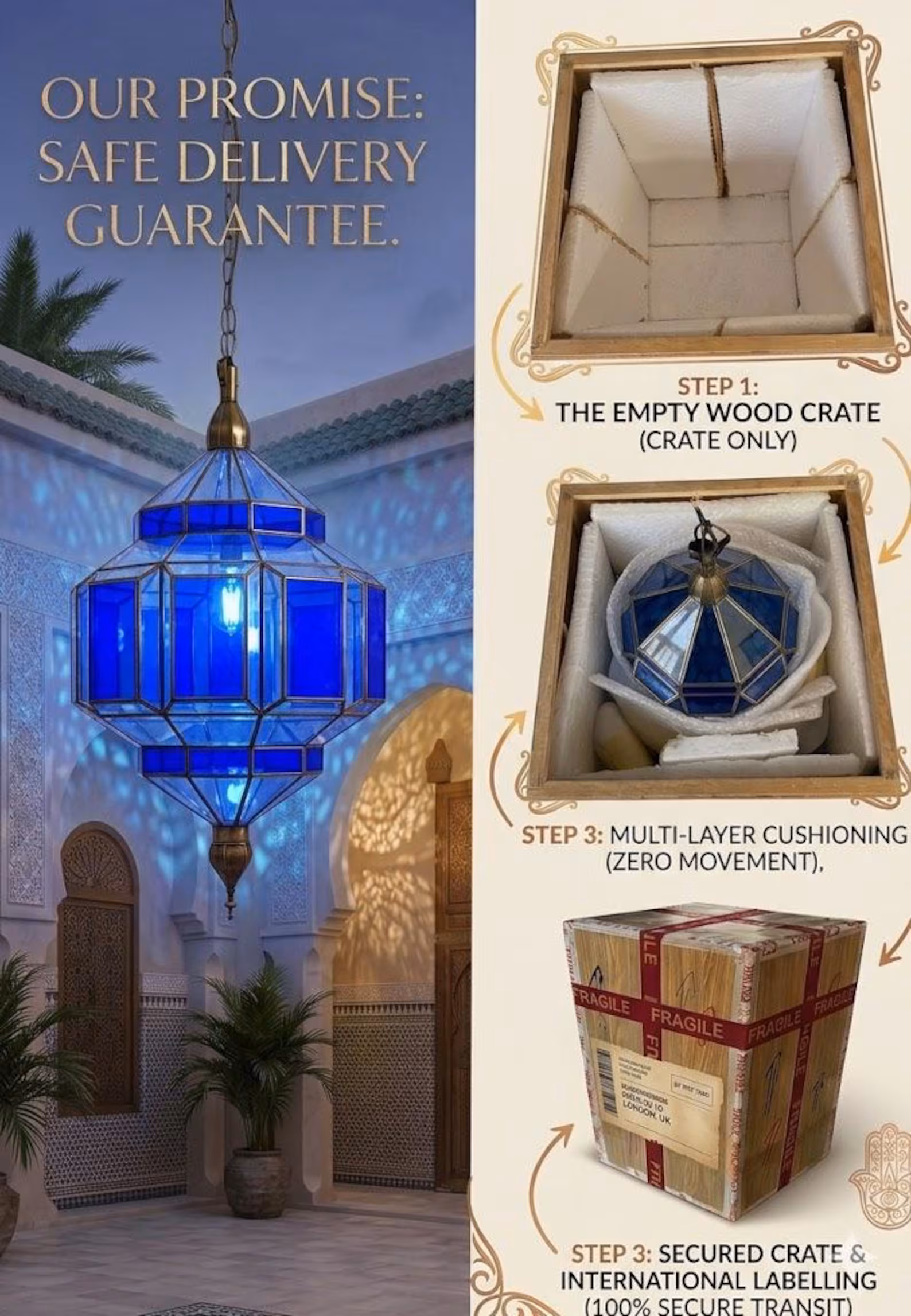 Hand-Hammered Copper Lantern from Marrakech Souks — view 2