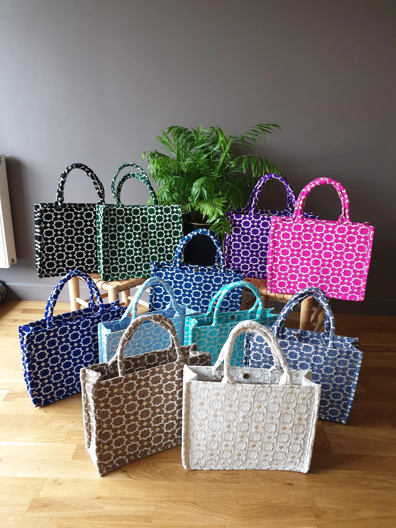 Brocade Velvet Tote with Gold Embroidery from Agadir