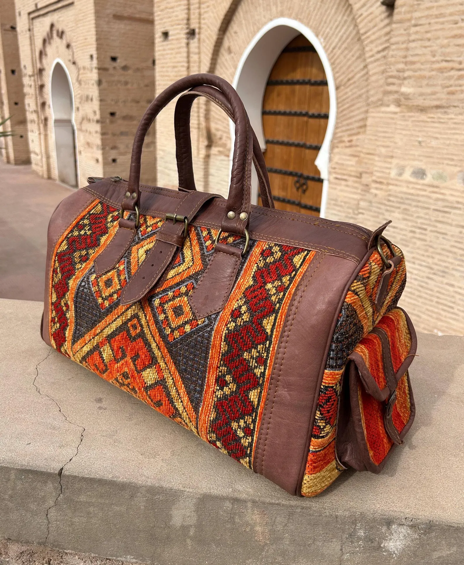 Marrakech Kilim & Leather Travel Bag — view 11
