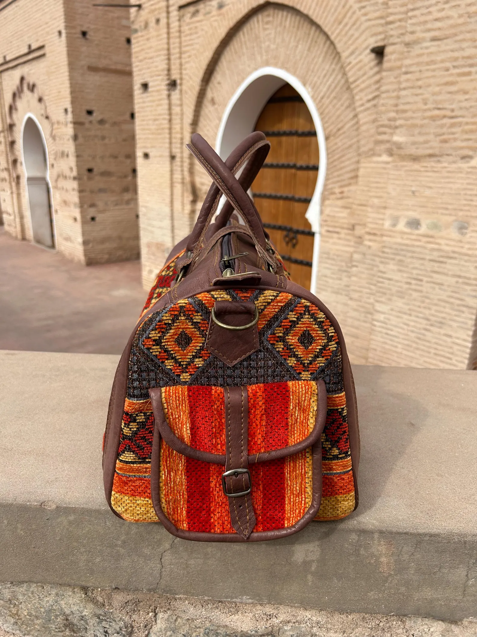 Marrakech Kilim & Leather Travel Bag — view 4