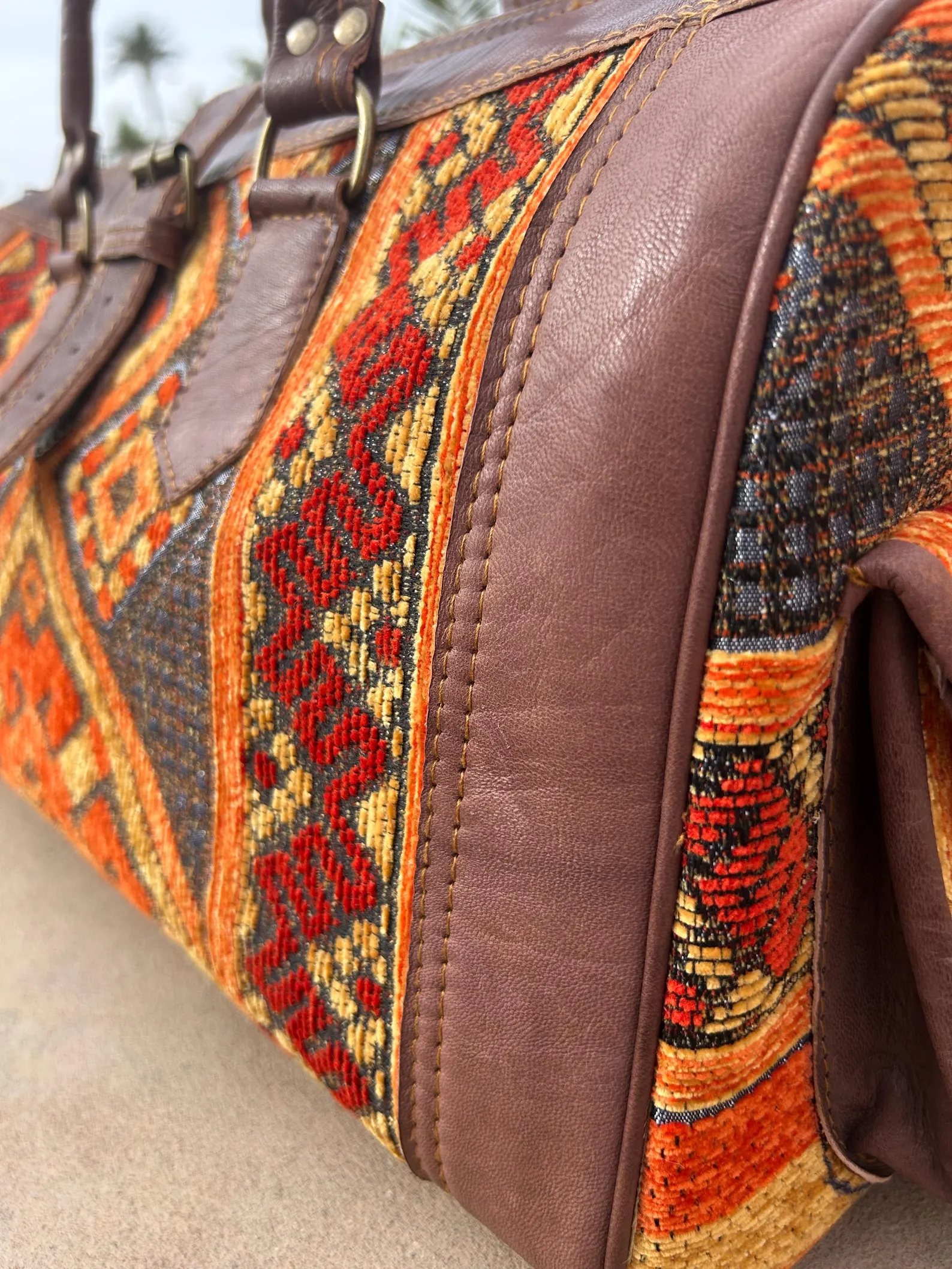 Marrakech Kilim & Leather Travel Bag — view 5