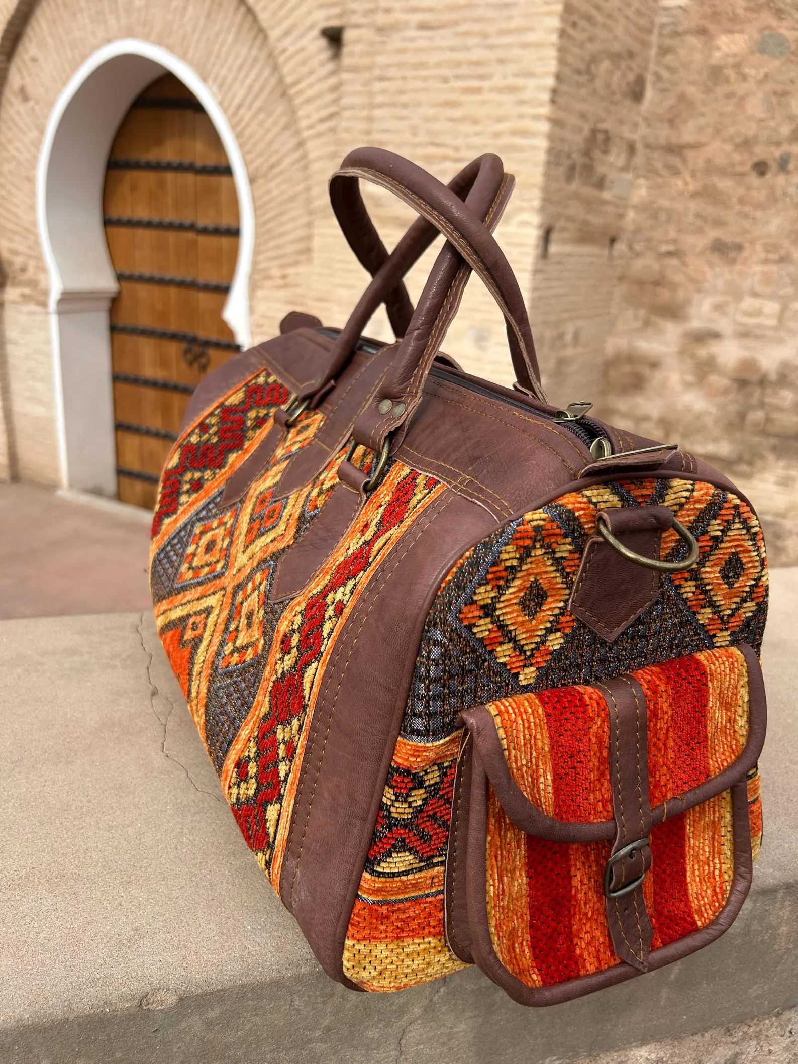 Marrakech Kilim & Leather Travel Bag — view 6
