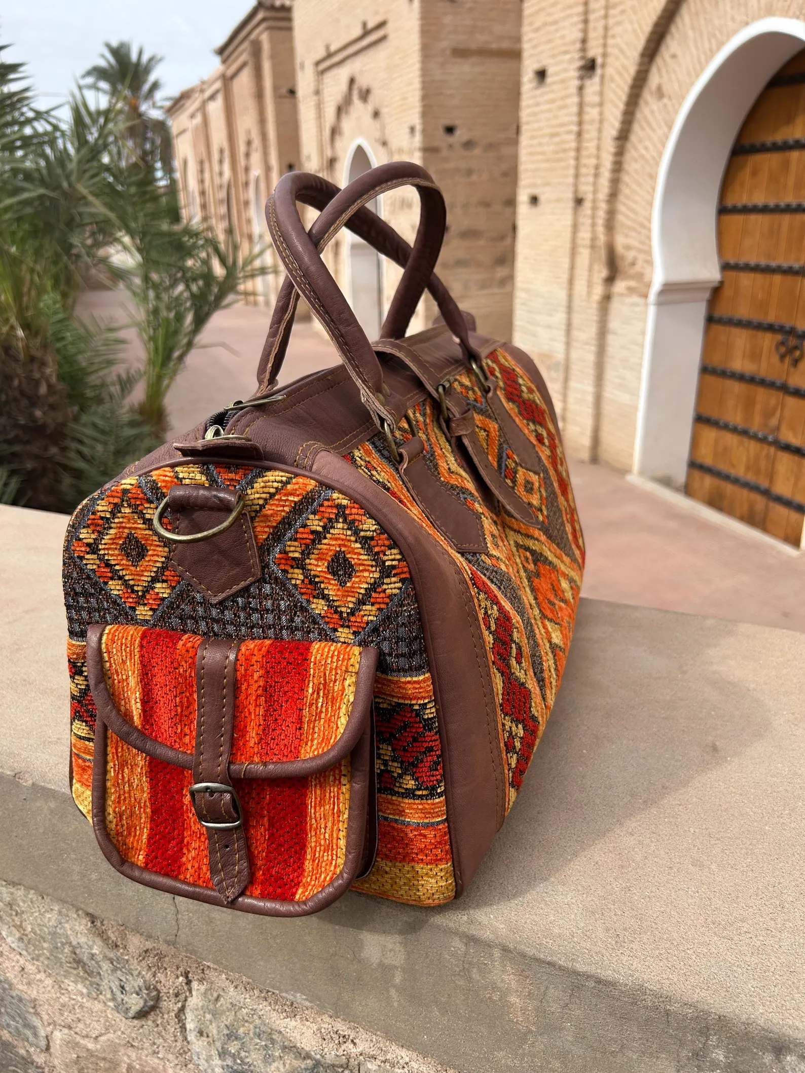 Marrakech Kilim & Leather Travel Bag — view 7
