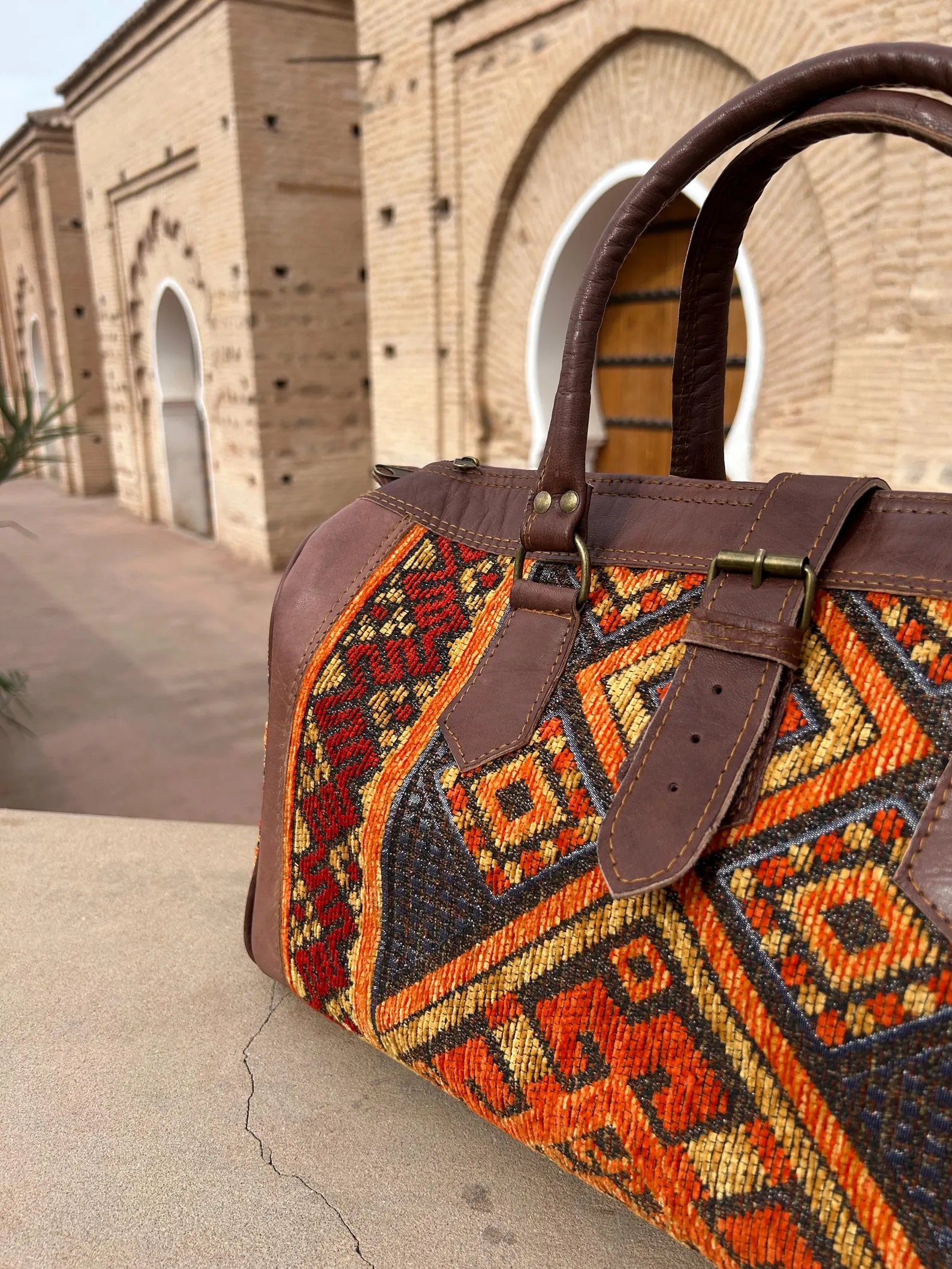 Marrakech Kilim & Leather Travel Bag — view 10