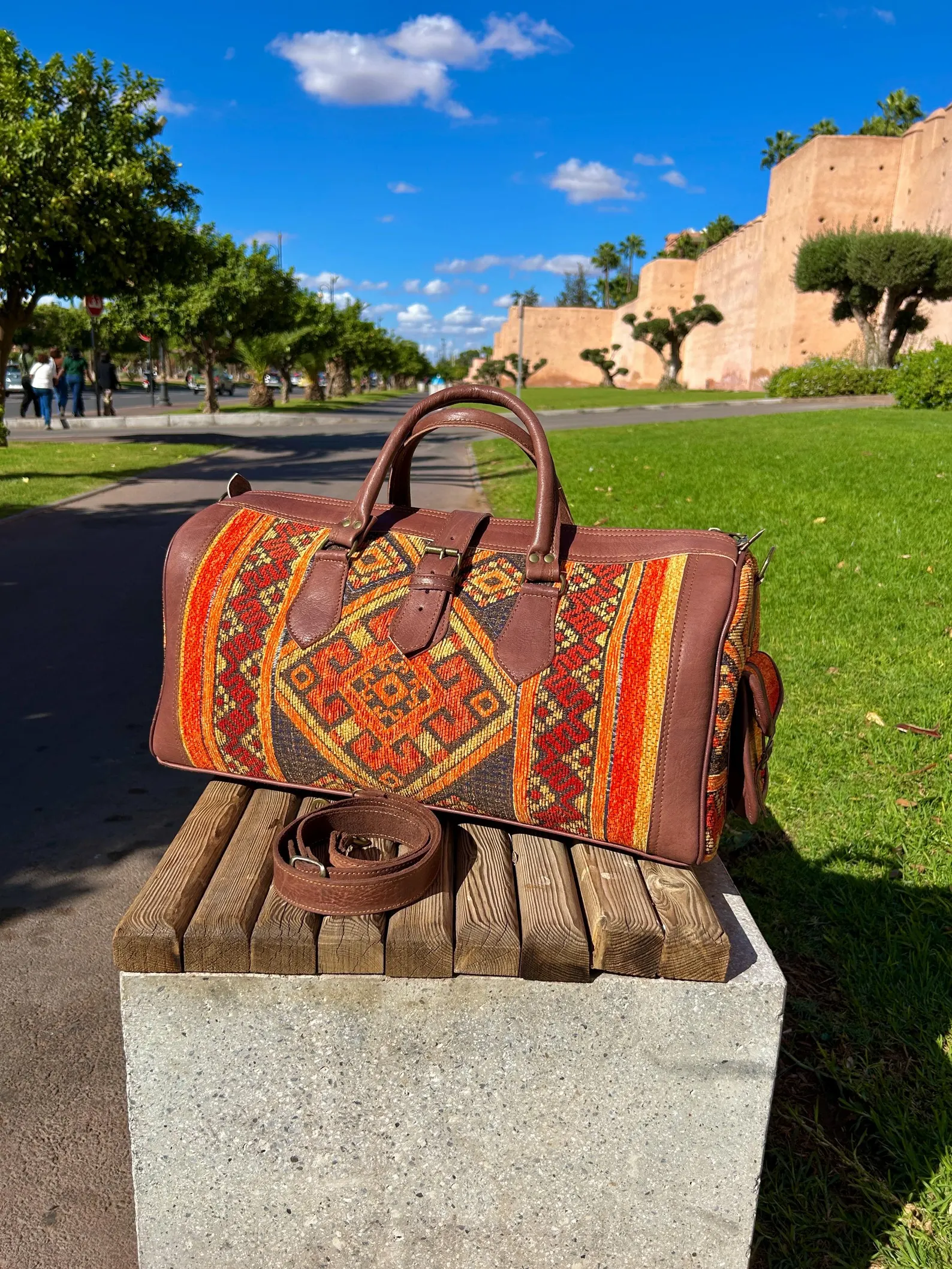 Marrakech Kilim & Leather Travel Bag