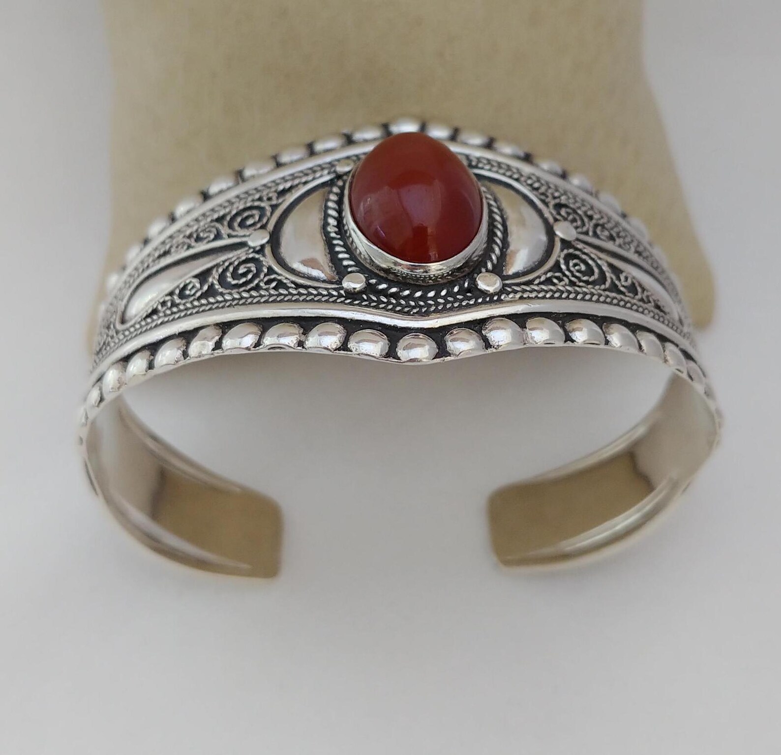 Tiznit Silver Agate Cuff with Filigree Metalwork — view 2