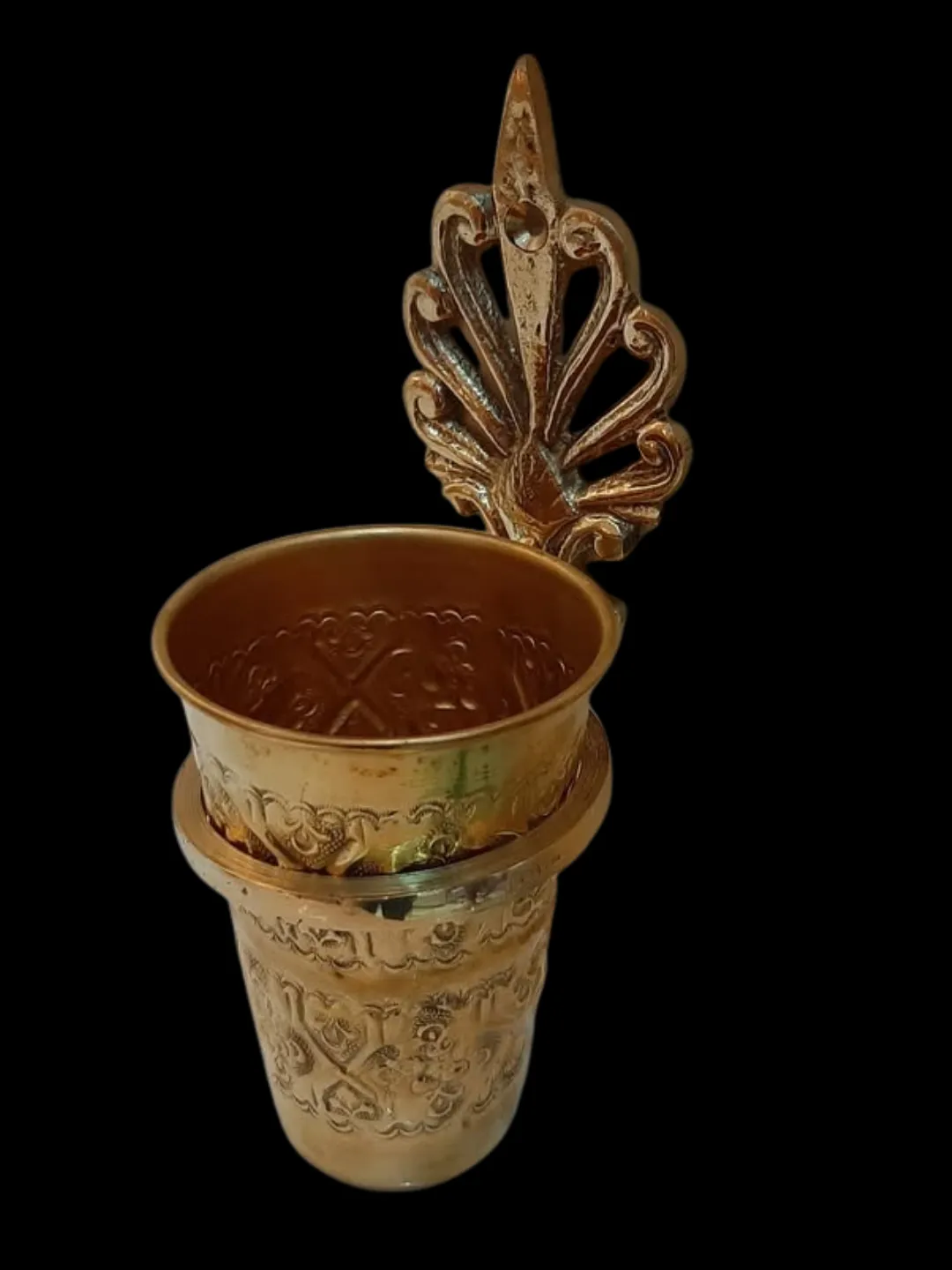Moroccan Brass Bathroom Cup & Wall Holder — Handmade Marrakech — view 10
