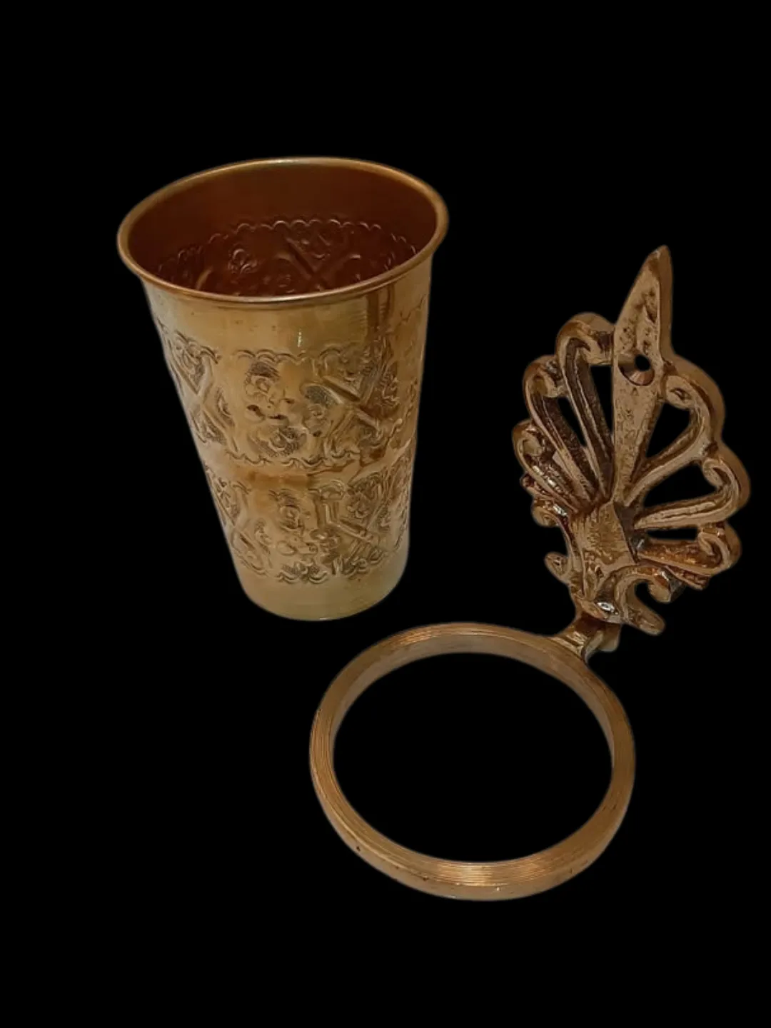 Moroccan Brass Bathroom Cup & Wall Holder — Handmade Marrakech — view 6