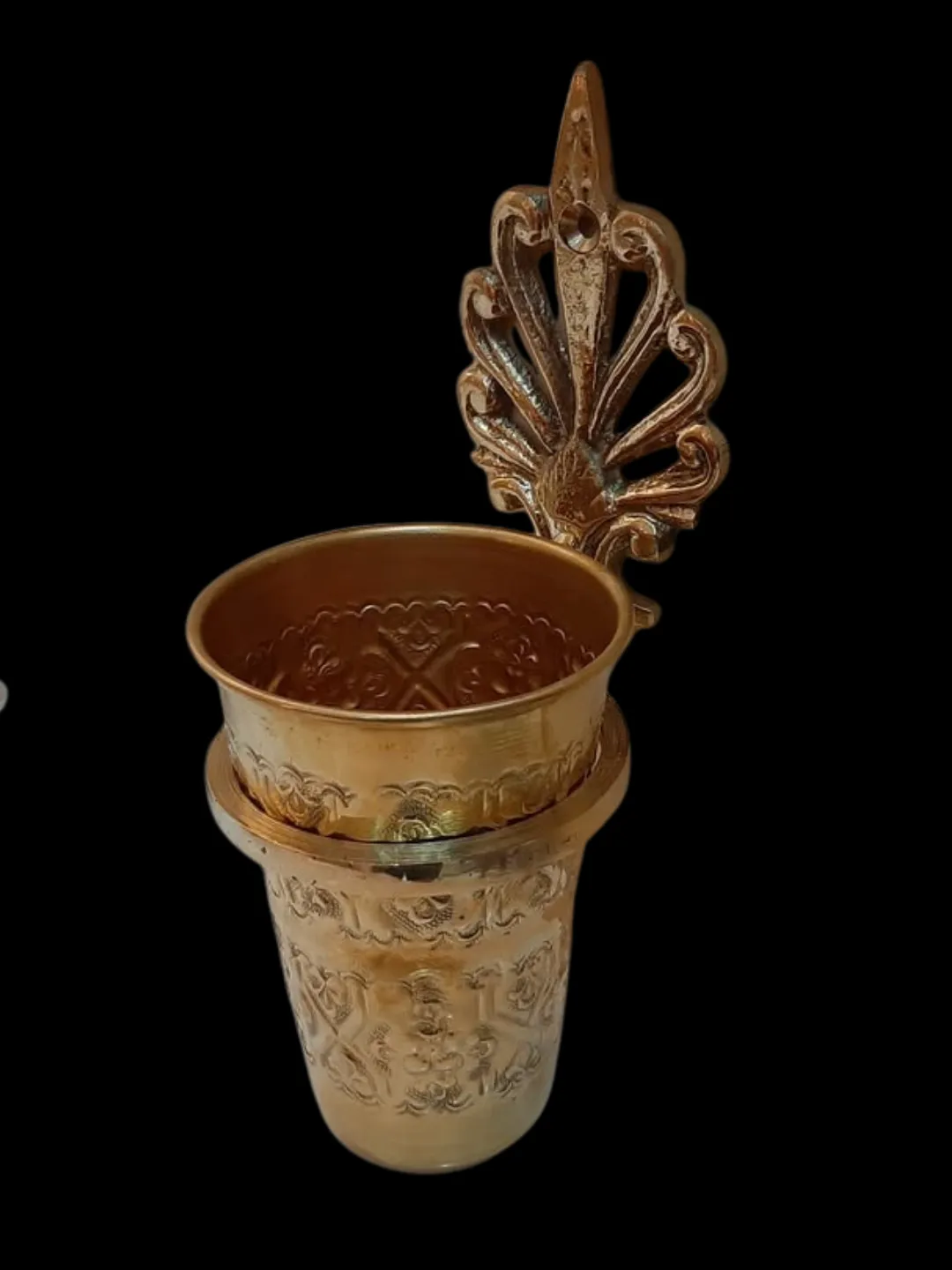 Moroccan Brass Bathroom Cup & Wall Holder — Handmade Marrakech — view 7