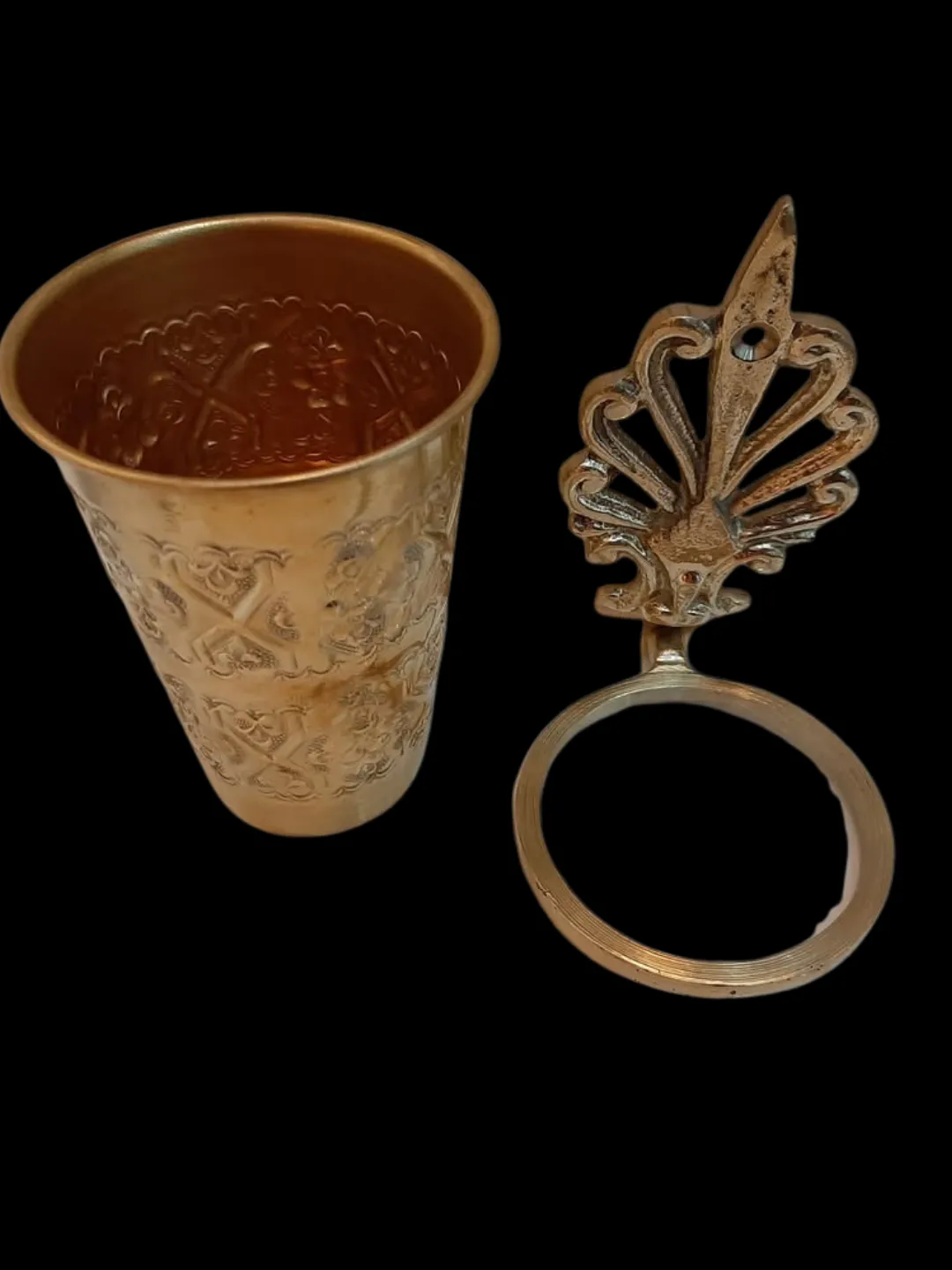 Moroccan Brass Bathroom Cup & Wall Holder — Handmade Marrakech — view 8