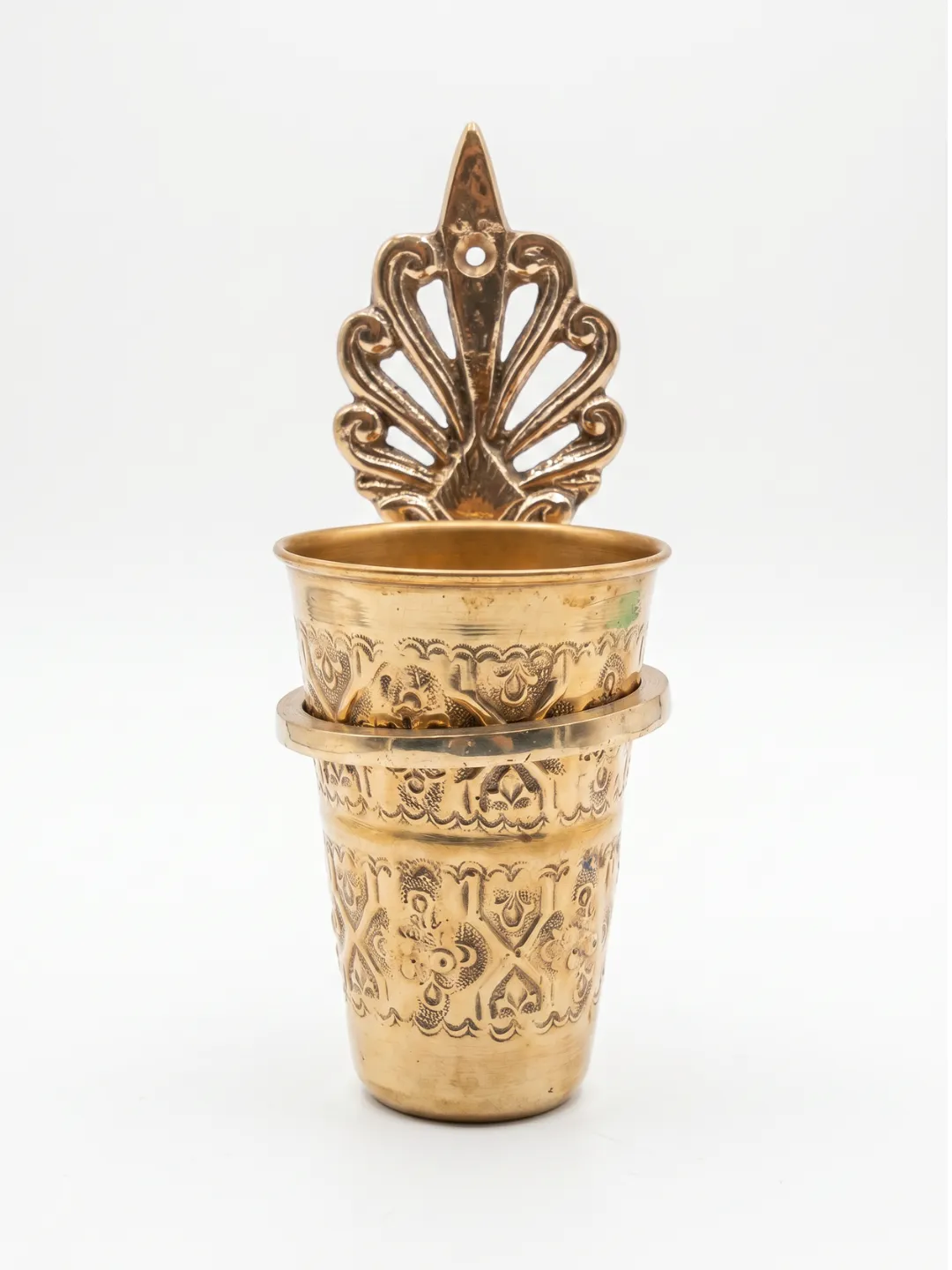 Moroccan Brass Bathroom Cup & Wall Holder — Handmade Marrakech — view 11