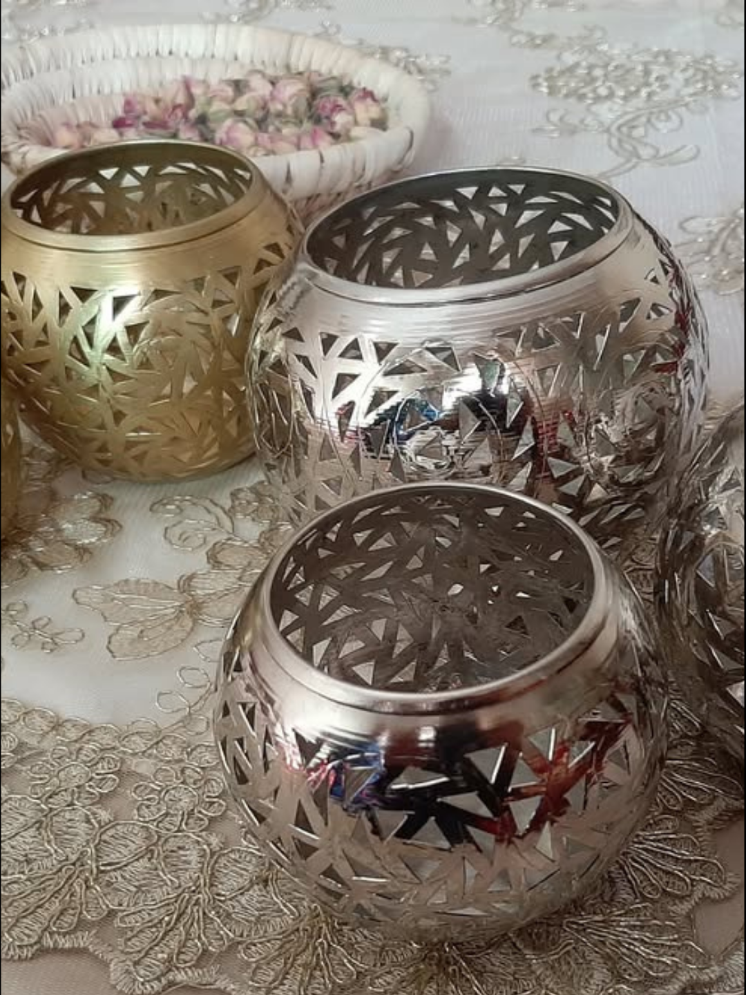 Moroccan Brass Candle Holder — Hand-pierced in Marrakech — view 3