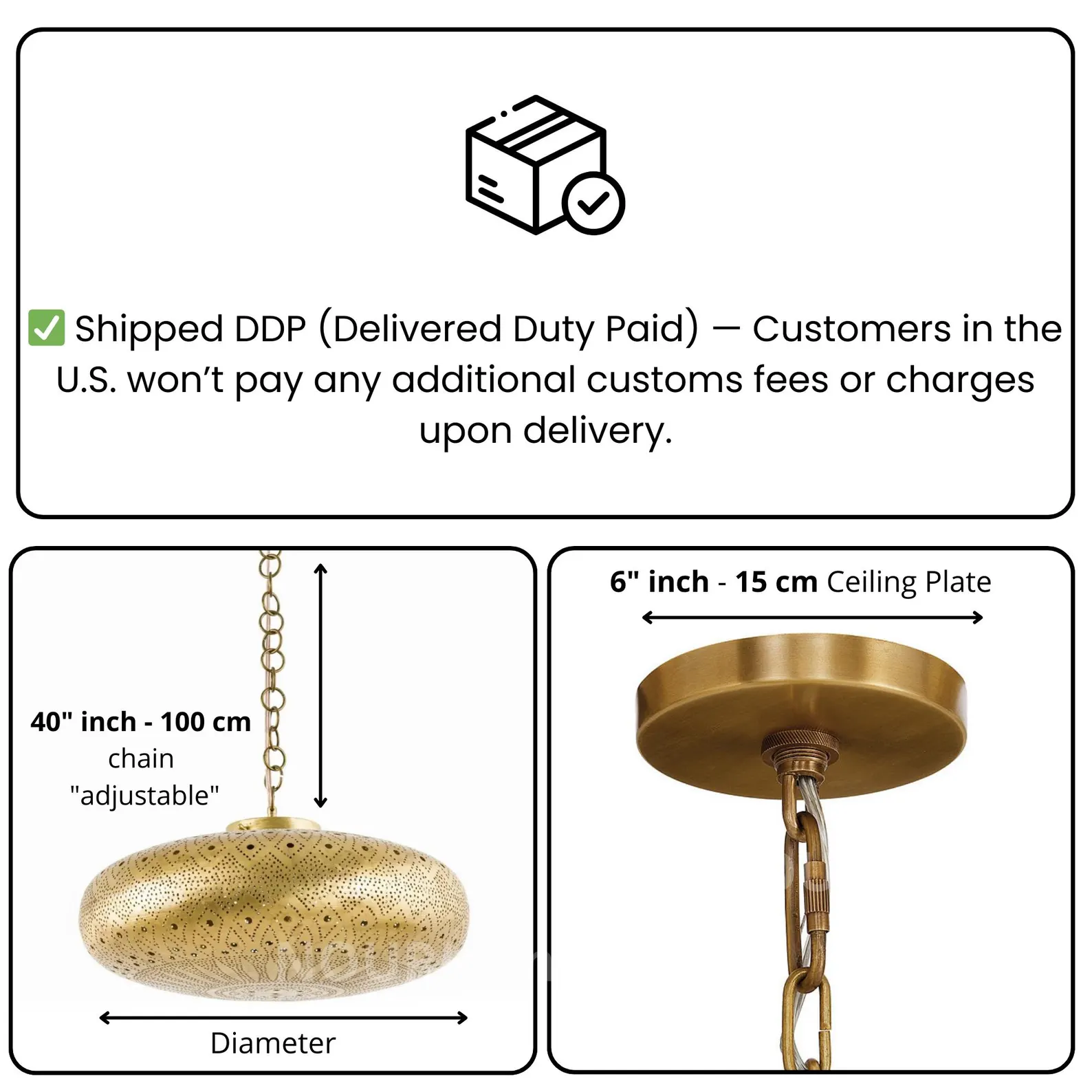 Moroccan Brass Ceiling Light – Handmade Hammered Pendant Lamp – Custom Finish (Bronze, Silver, Gold, Copper, Black) — view 10