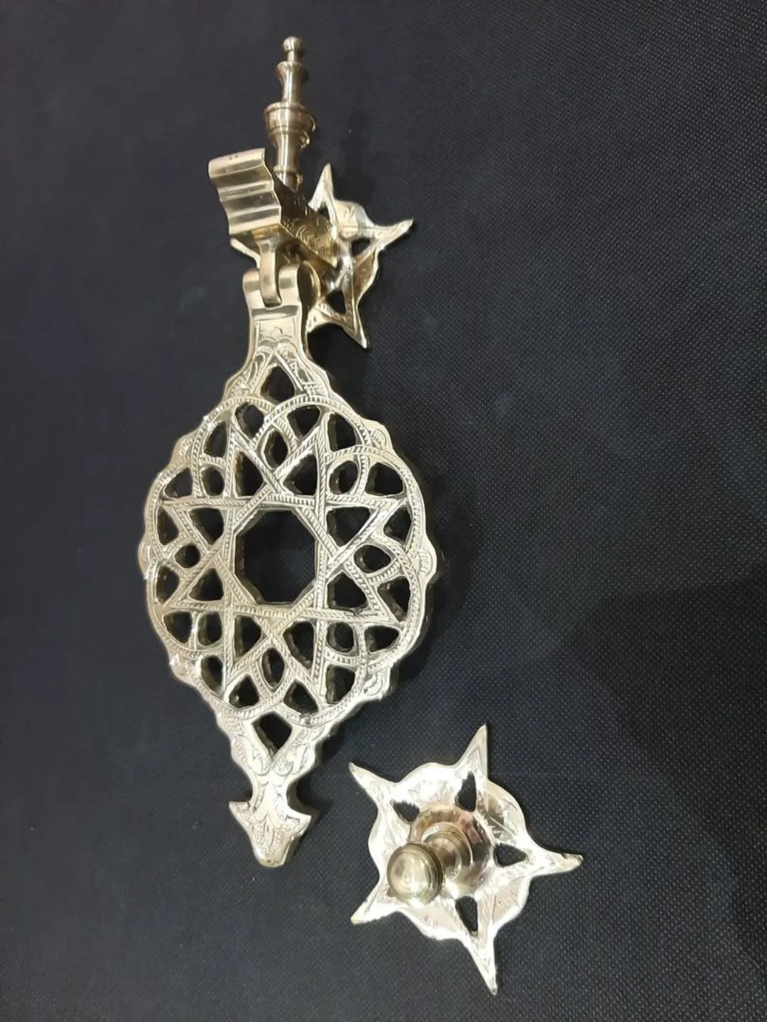 Moroccan Brass Door Knocker — Hand-engraved in Marrakec — view 2