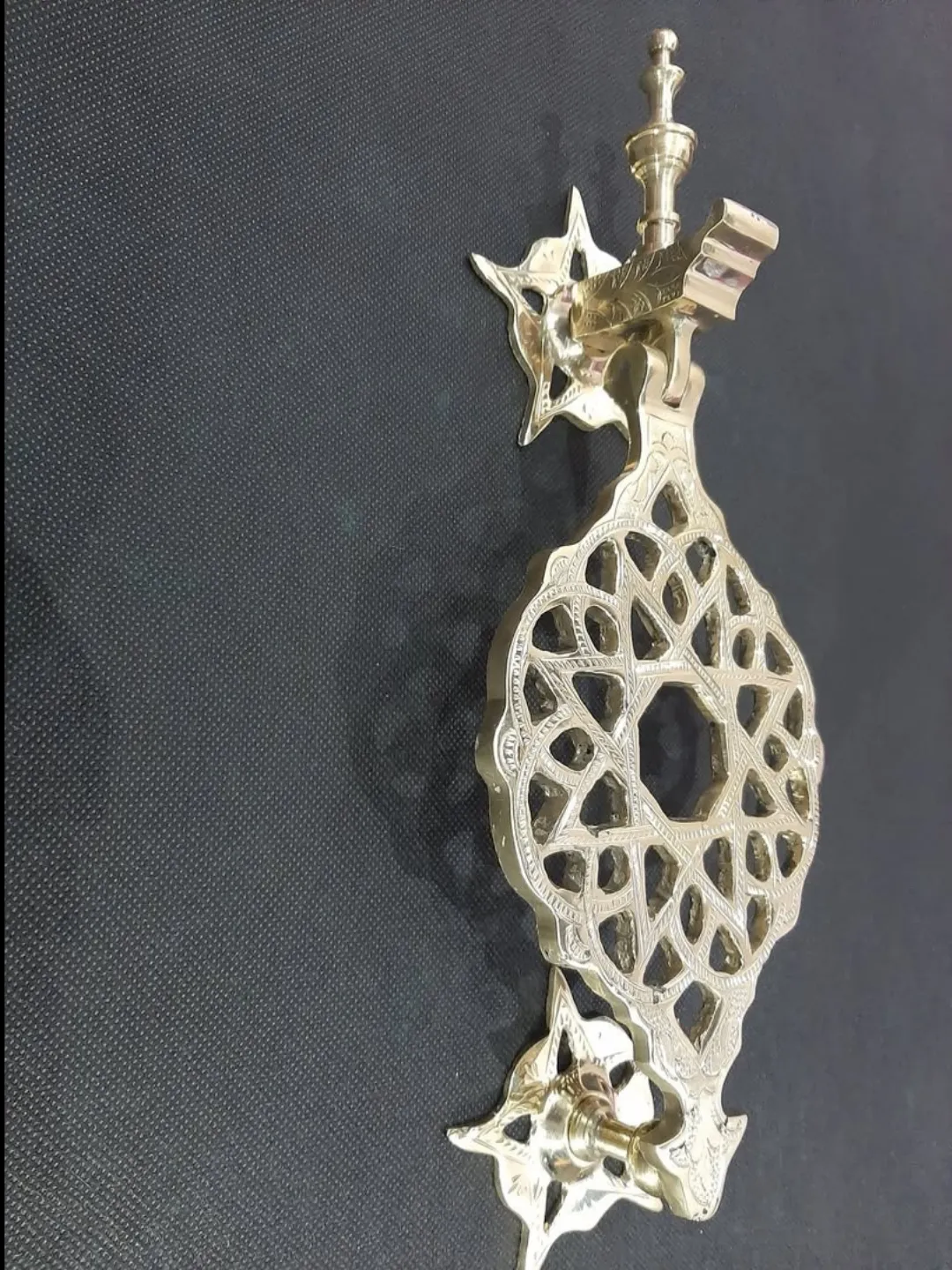 Moroccan Brass Door Knocker — Hand-engraved in Marrakec — view 3
