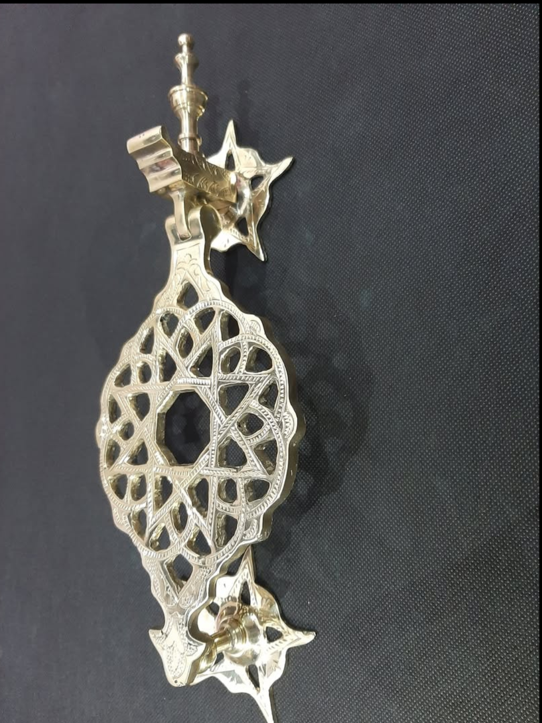 Moroccan Brass Door Knocker — Hand-engraved in Marrakec — view 4
