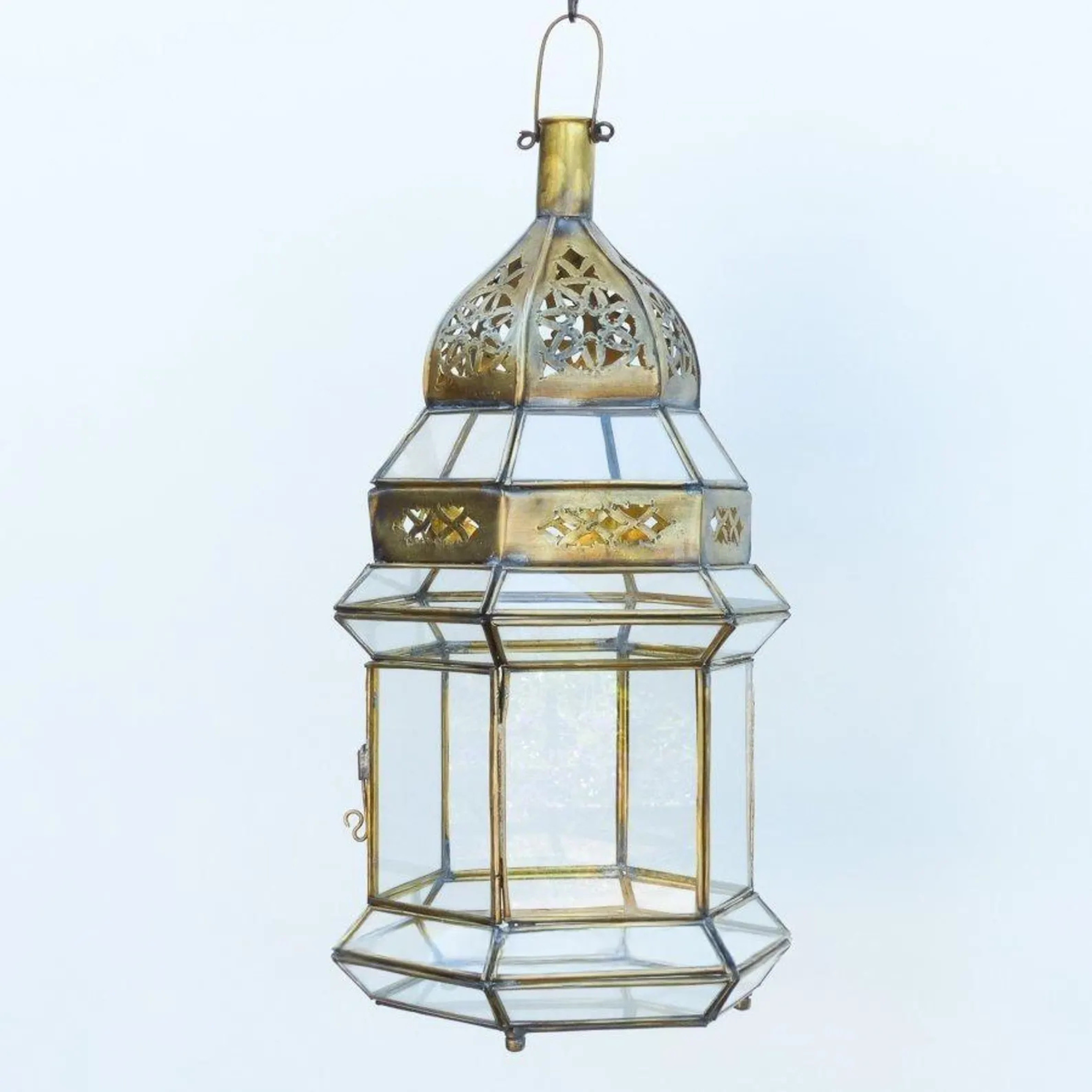 Brass Lantern with Geometric Shadows — view 3