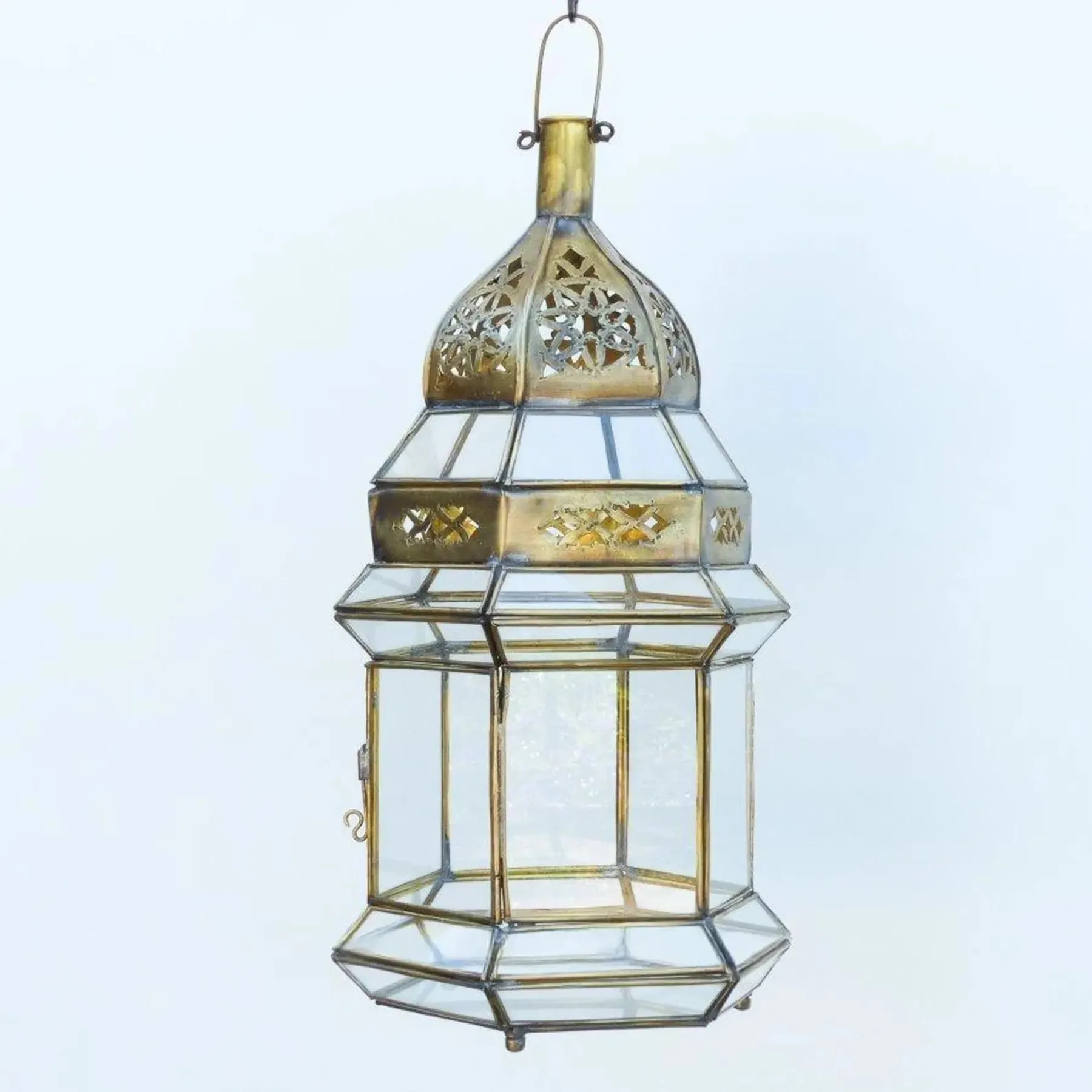 Brass Lantern with Geometric Shadows — view 3
