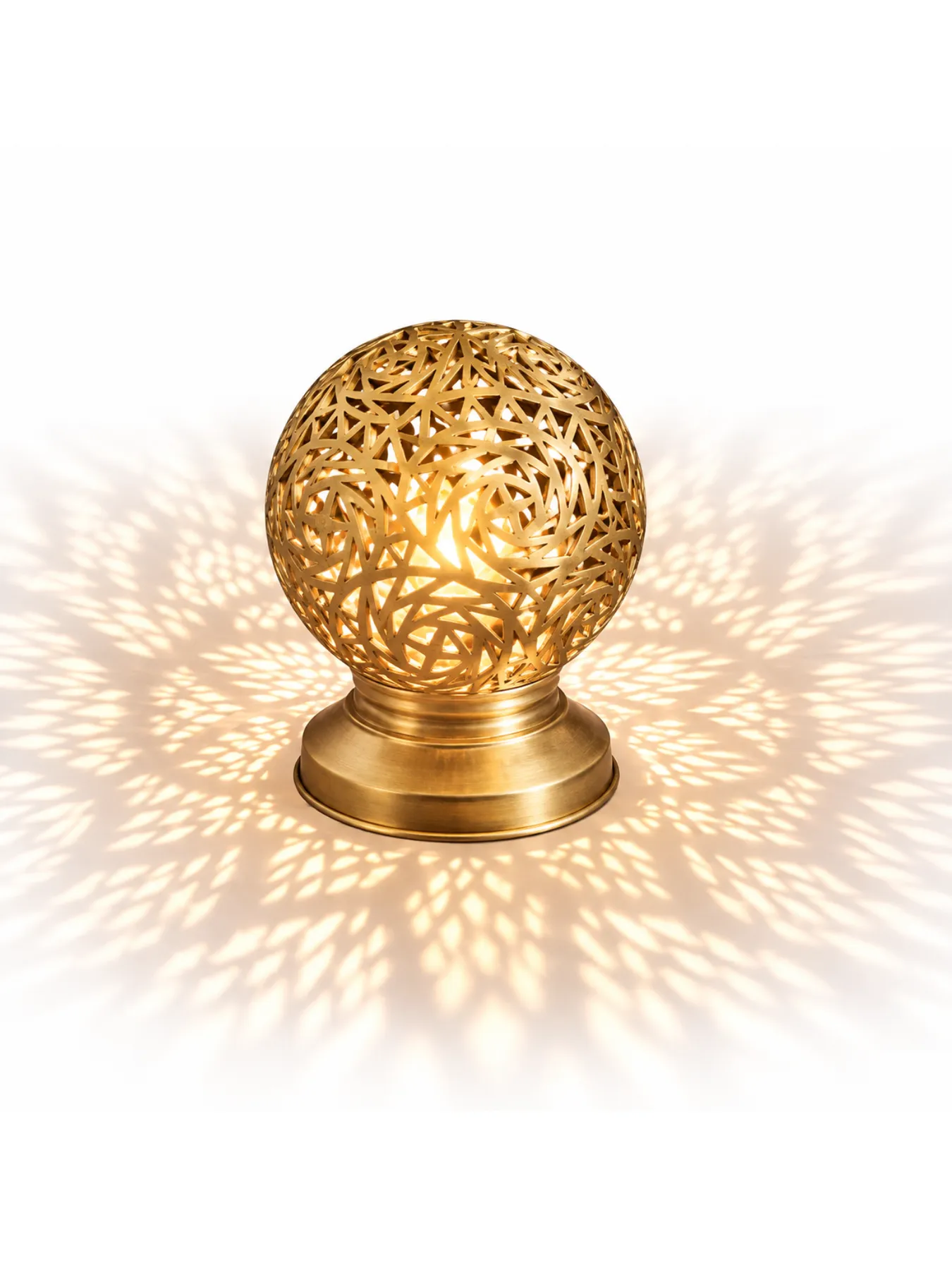 Hand-Pierced Brass Globe Lantern from Marrakech