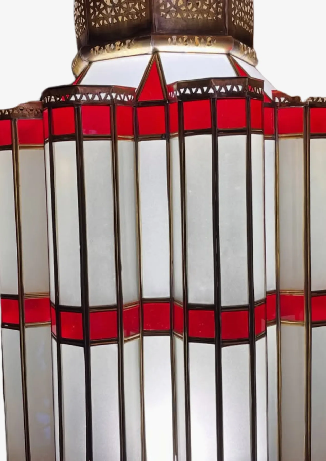 Moroccan Brass Lantern Red & Milk Glass, from Marrakech — view 7