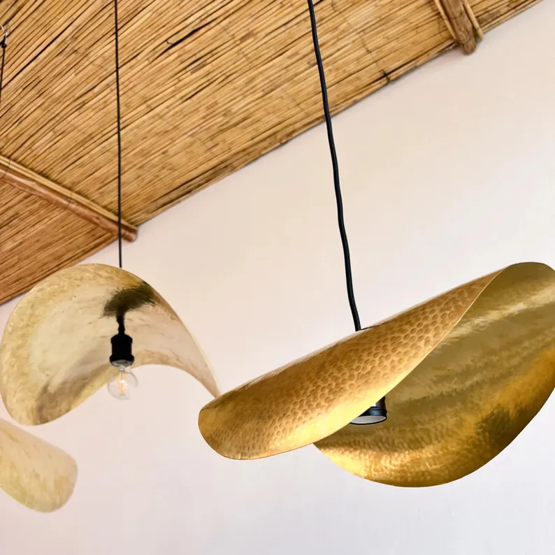 Moroccan Brass Pendant Light – Handmade Hammered Ceiling Lamp – Large Moroccan Hanging Lantern (Multiple Sizes)