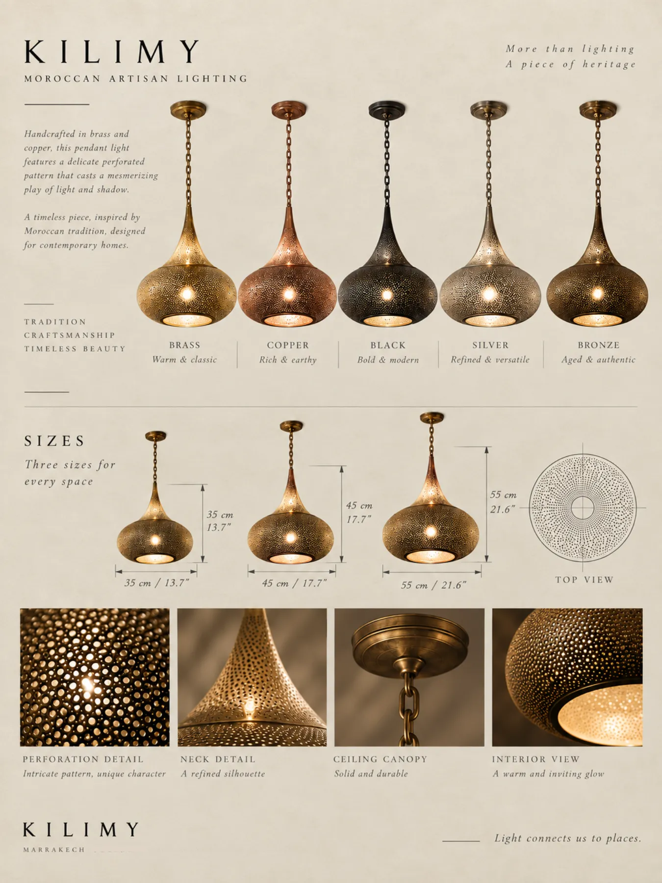 Moroccan Brass Pendant Light | Handmade in Marrakesh — view 9