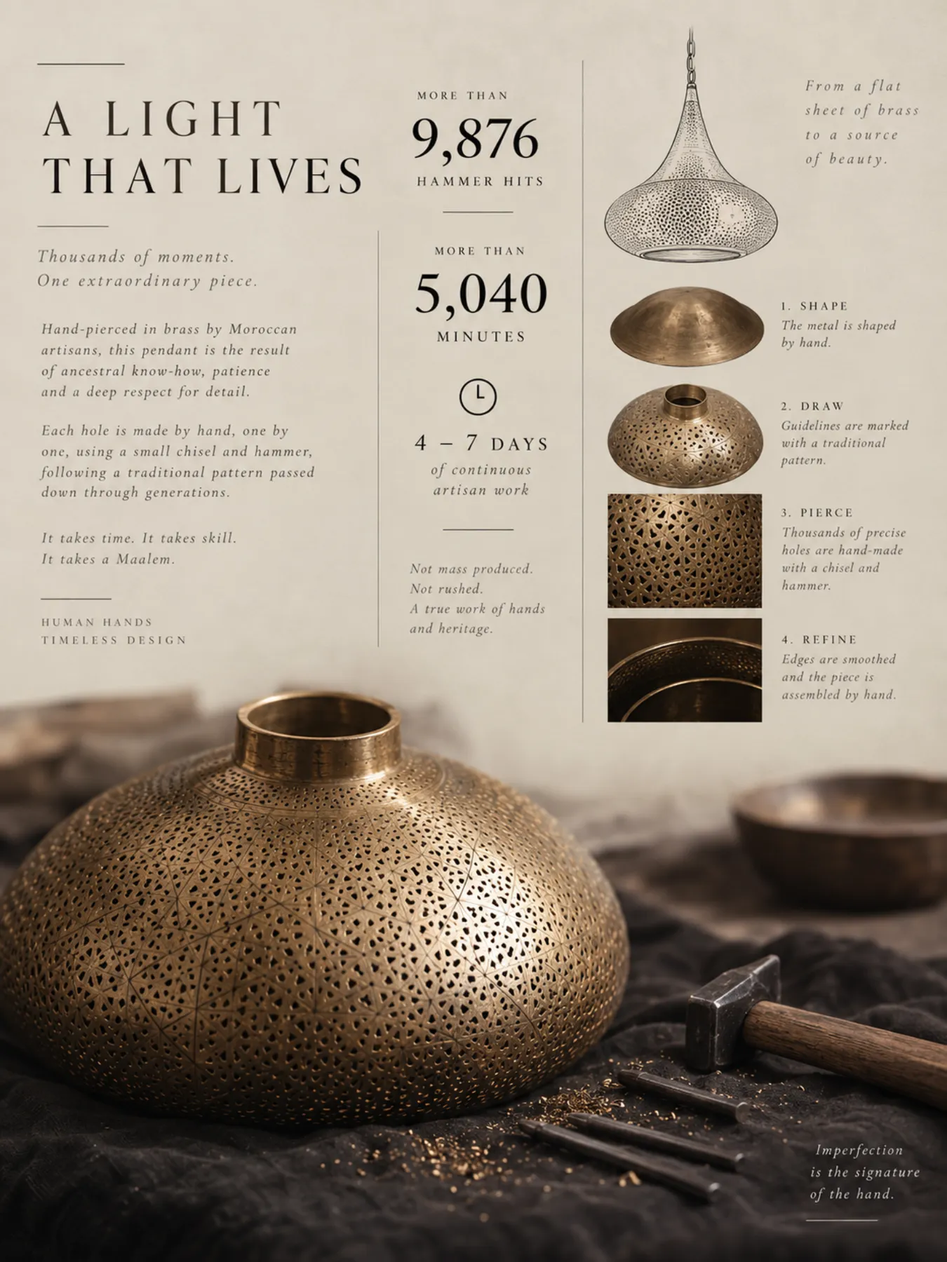 Moroccan Brass Pendant Light | Handmade in Marrakesh — view 10