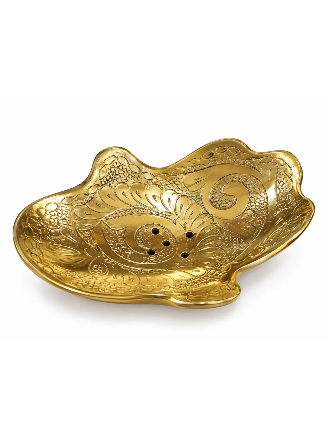 Brass Khamsa Soap Dish — Hand-Engraved Marrakech