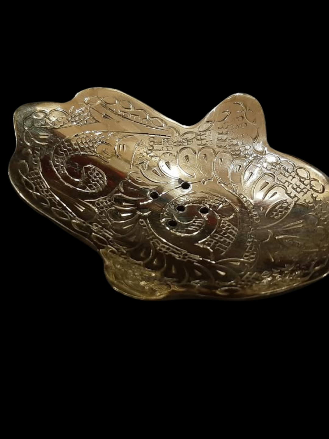 Moroccan Brass Soap Dish — Khamsa Design, Handmade Marrakech — view 6