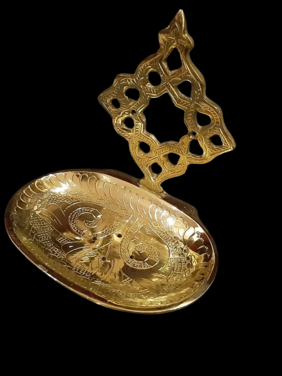 Moroccan Brass Soap Dish,  Star Lattice Design, Handmade Marrakech — view 4