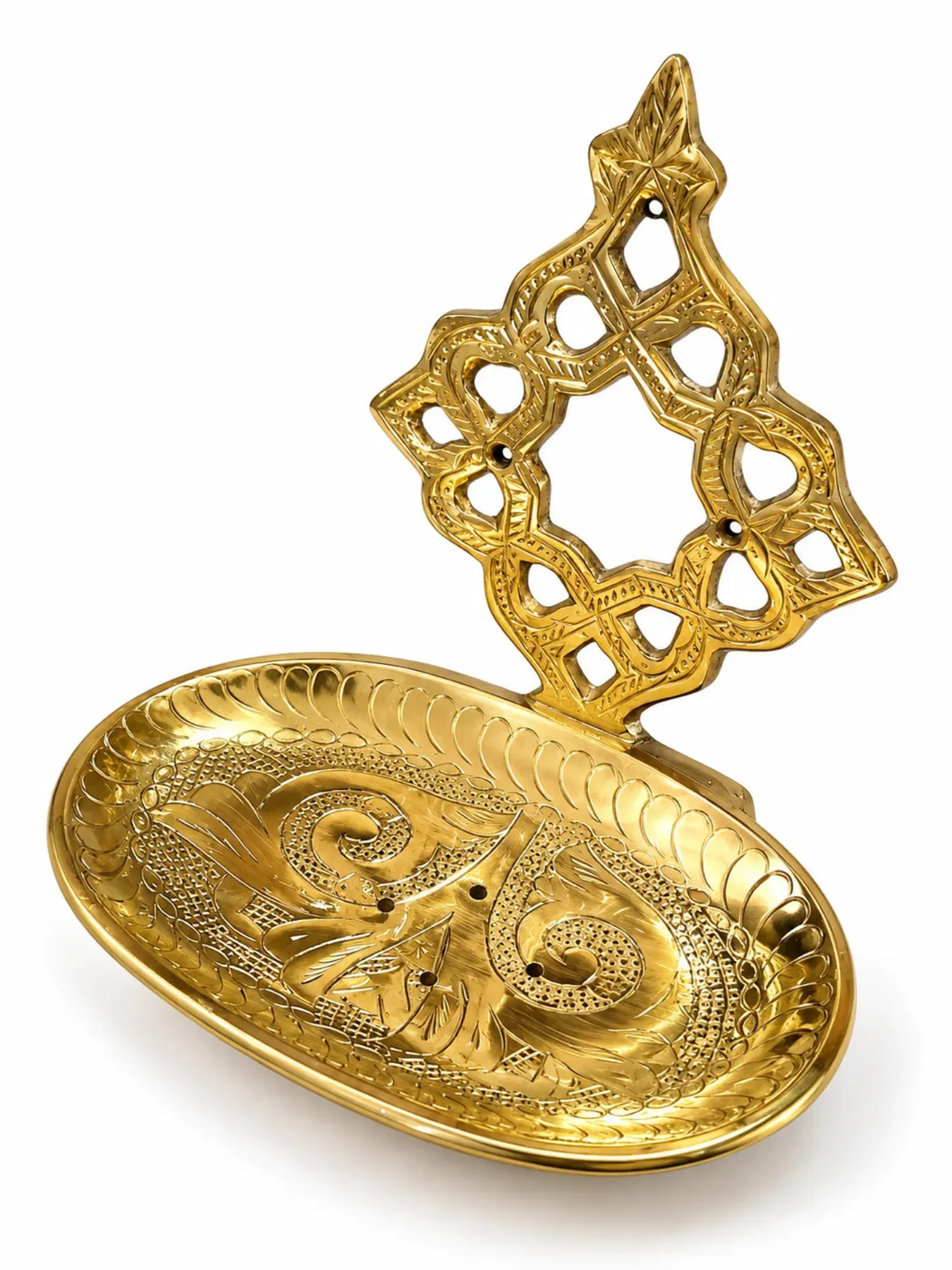 Moroccan Brass Soap Dish,  Star Lattice Design, Handmade Marrakech