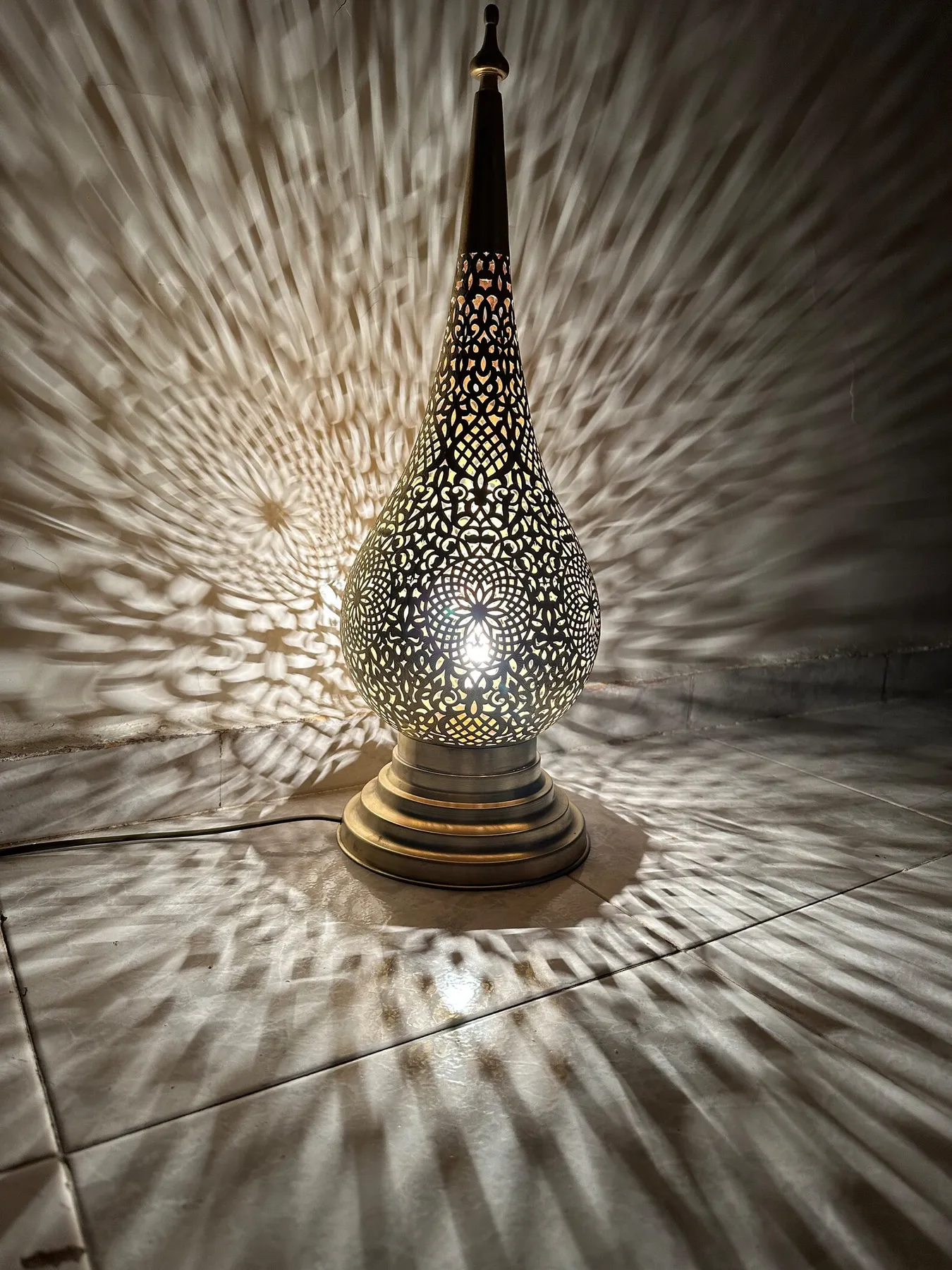 Hand-Engraved Brass Lamp from Marrakech — view 2