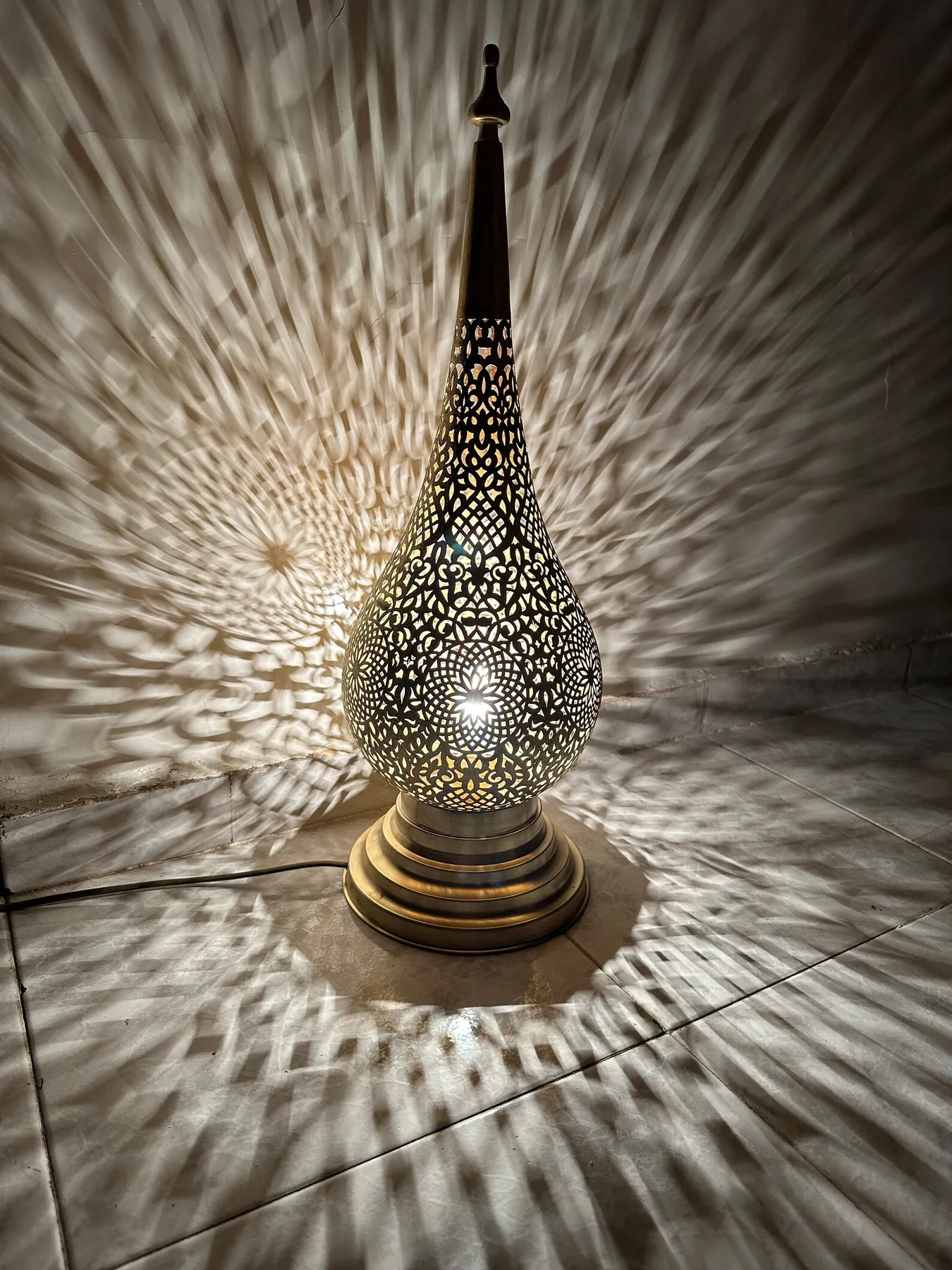 Hand-Engraved Brass Lamp from Marrakech — view 3
