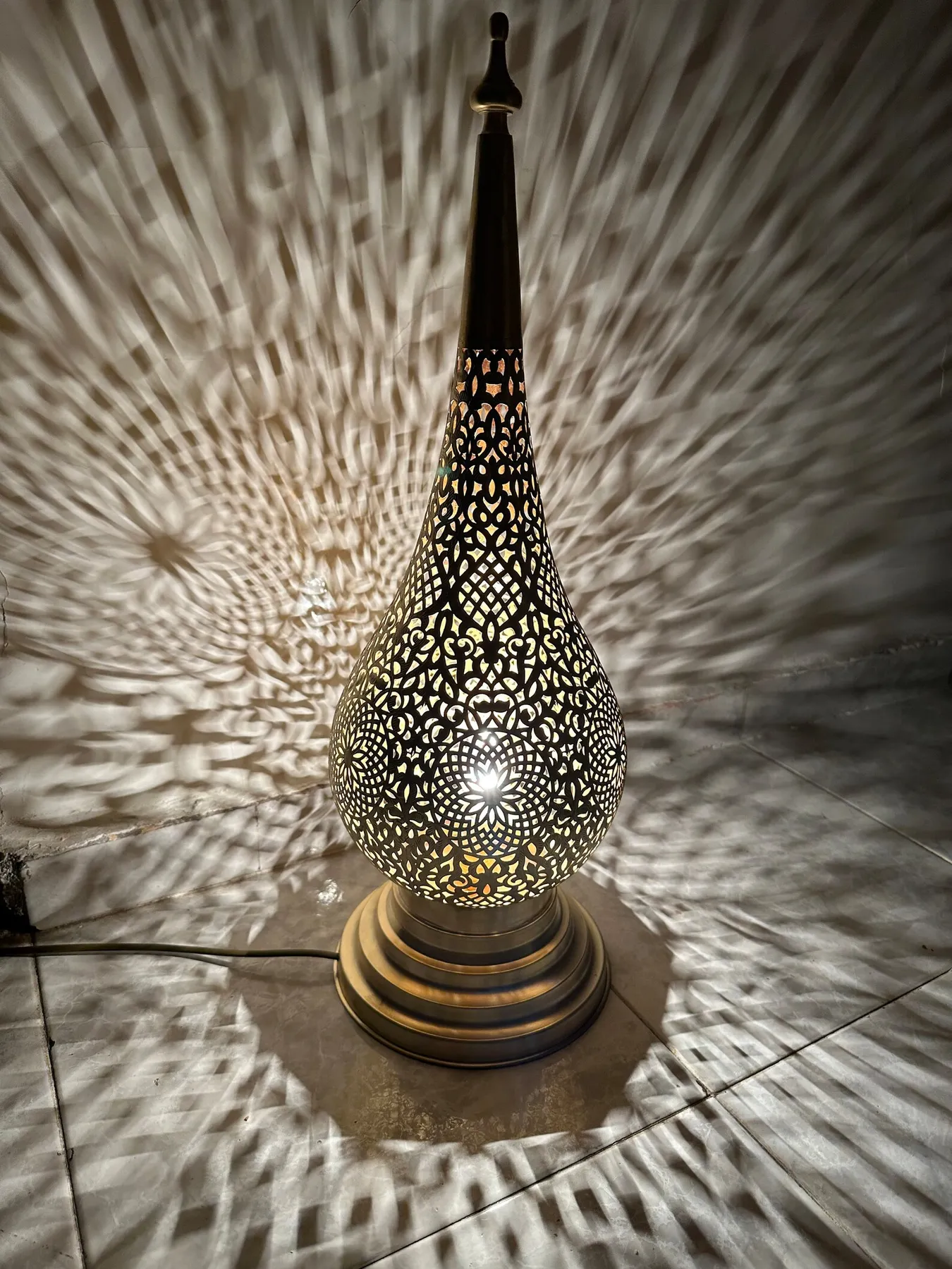 Hand-Engraved Brass Lamp from Marrakech — view 6