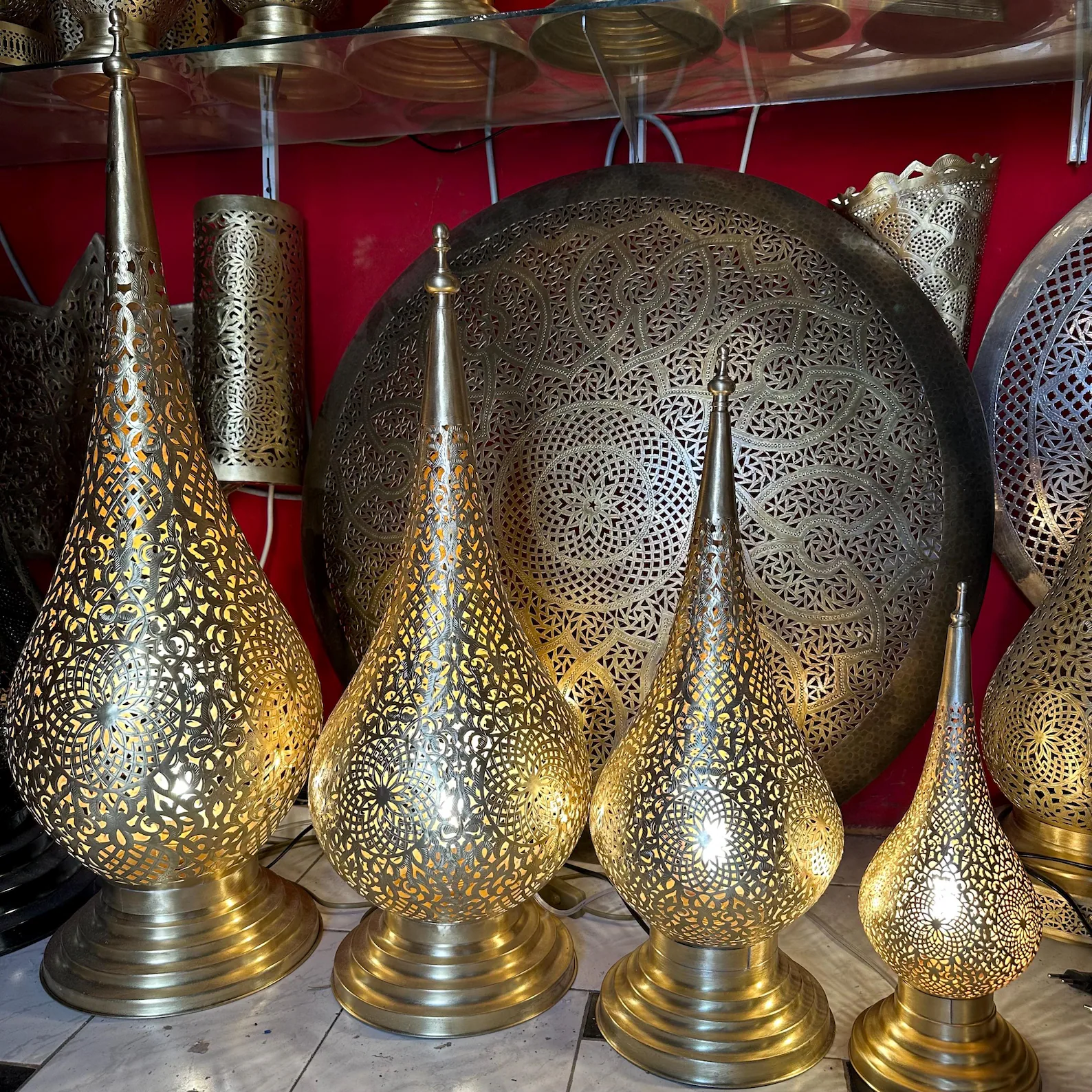 Hand-Engraved Brass Lamp from Marrakech — view 7