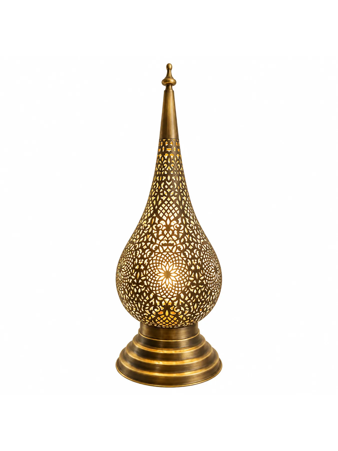 Handcrafted Moroccan Brass Table Lamp, Intricate Marrakech Filigree Lantern