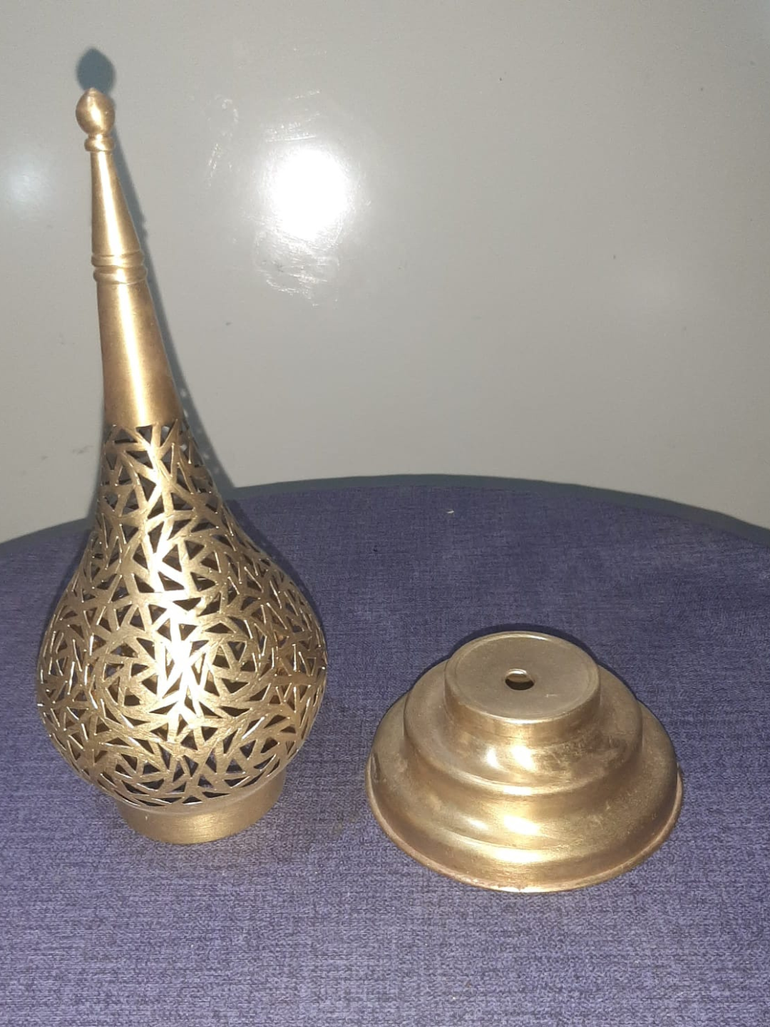 Moroccan Brass Table Lantern — Hand-pierced in Marrakech — view 8
