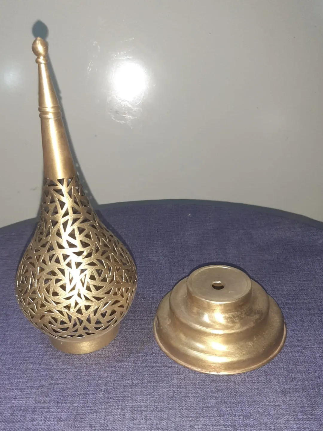 Moroccan Brass Table Lantern — Hand-pierced in Marrakech — view 8